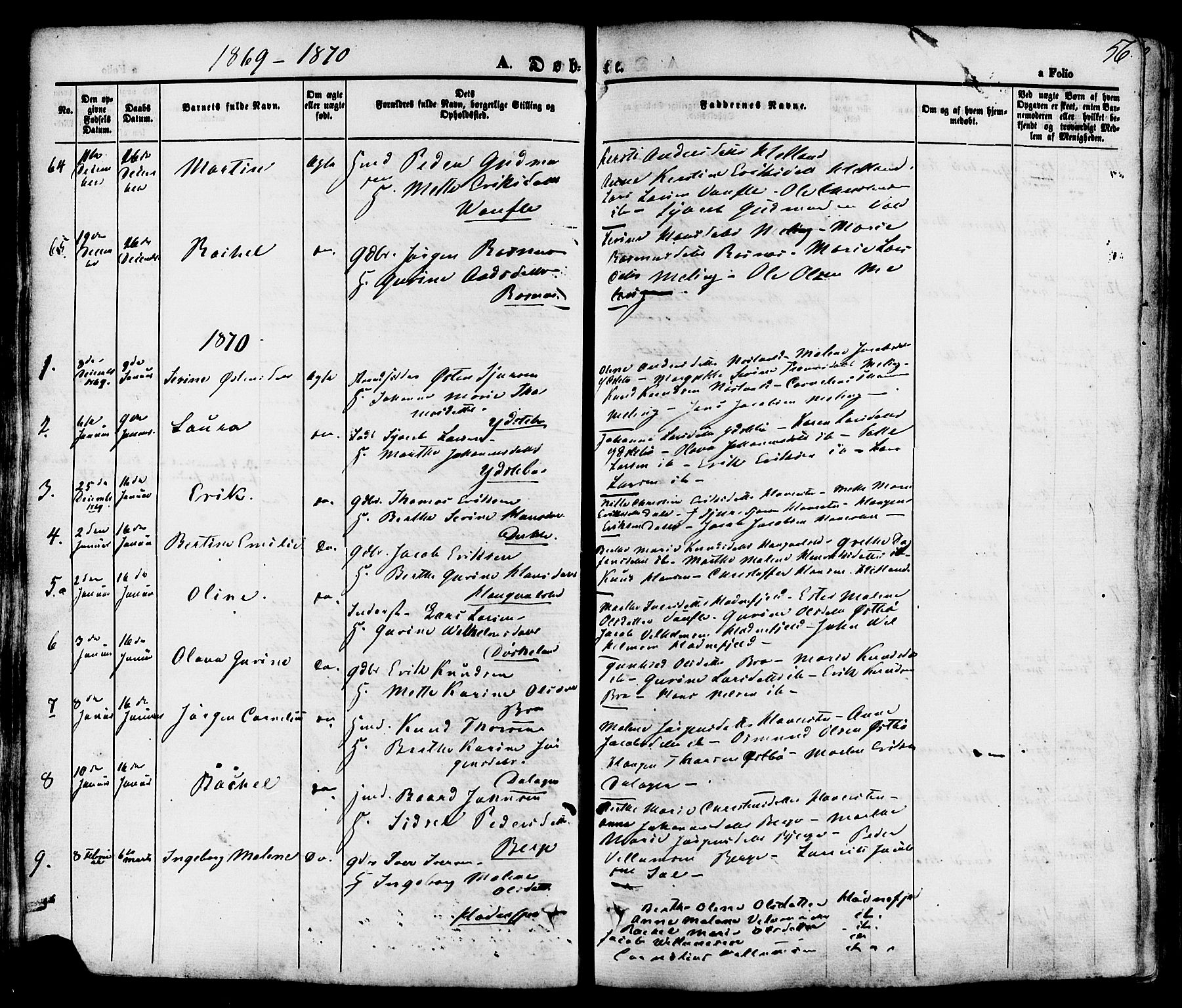 Rennesøy sokneprestkontor, SAST/A -101827/H/Ha/Haa/L0006: Parish register (official) no. A 6, 1860-1878, p. 56