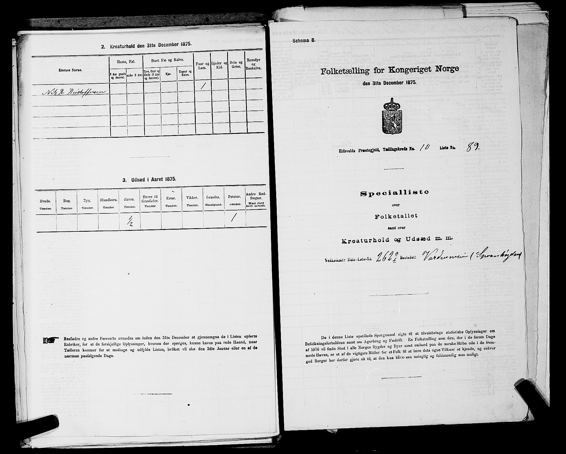 RA, 1875 census for 0237P Eidsvoll, 1875, p. 1668