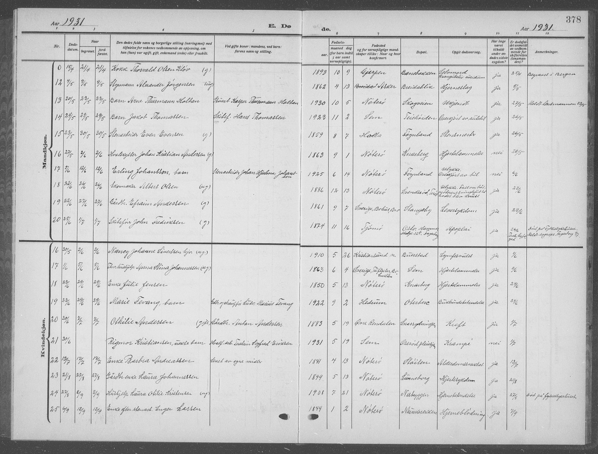 Nøtterøy kirkebøker, AV/SAKO-A-354/G/Ga/L0006: Parish register (copy) no. I 6, 1925-1939, p. 378