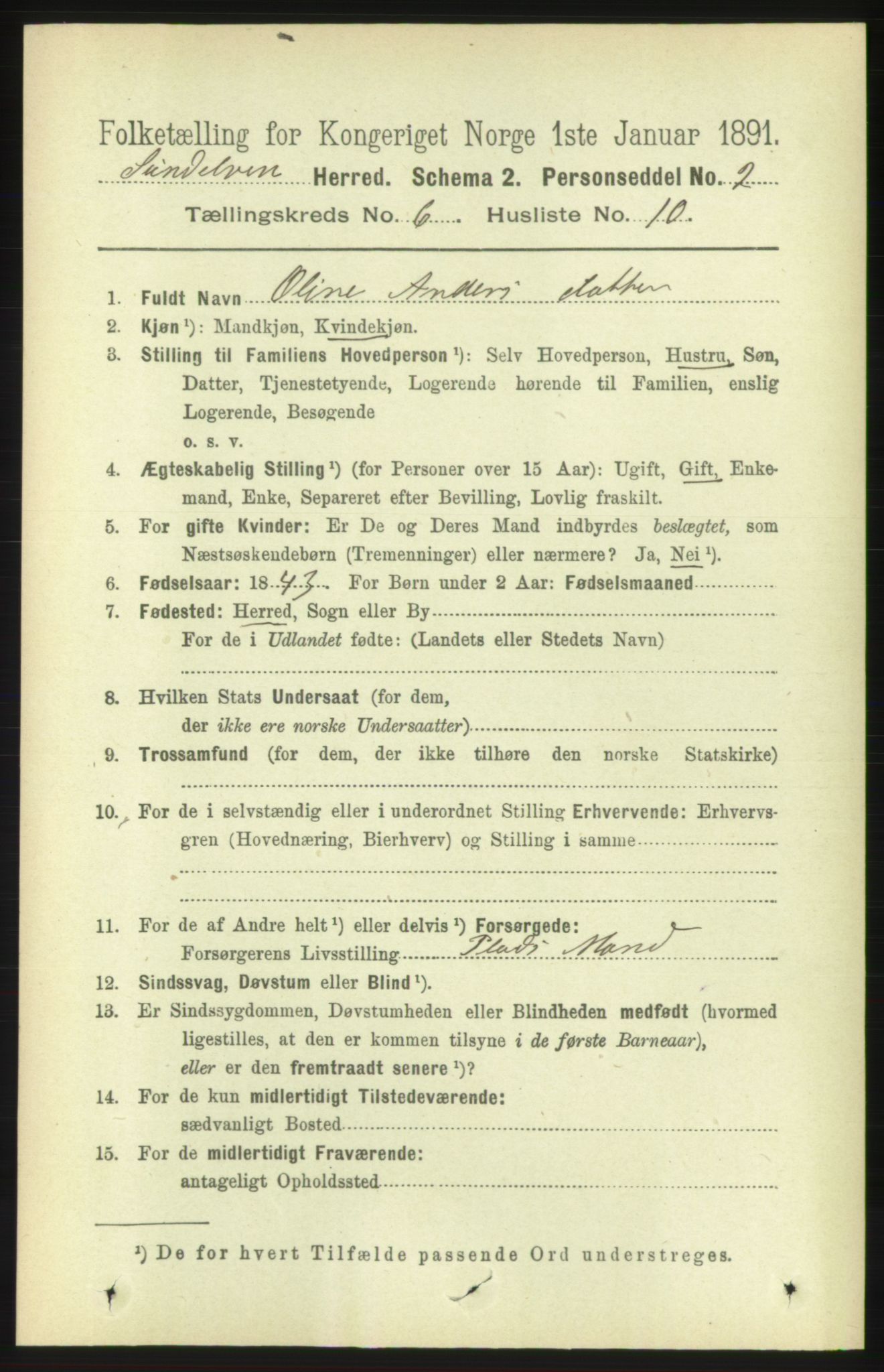 RA, 1891 census for 1523 Sunnylven, 1891, p. 1559