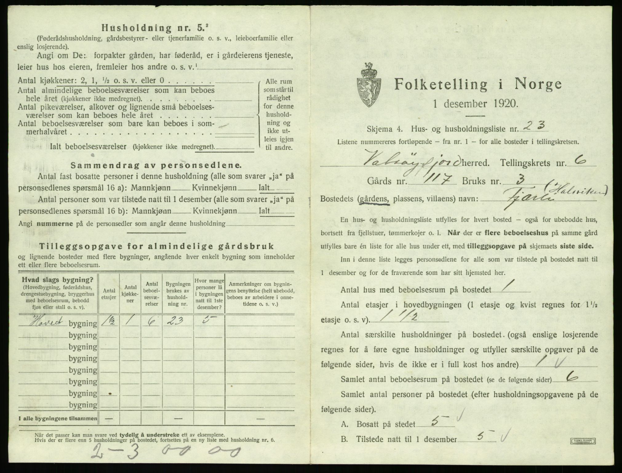 SAT, 1920 census for Valsøyfjord, 1920, p. 439