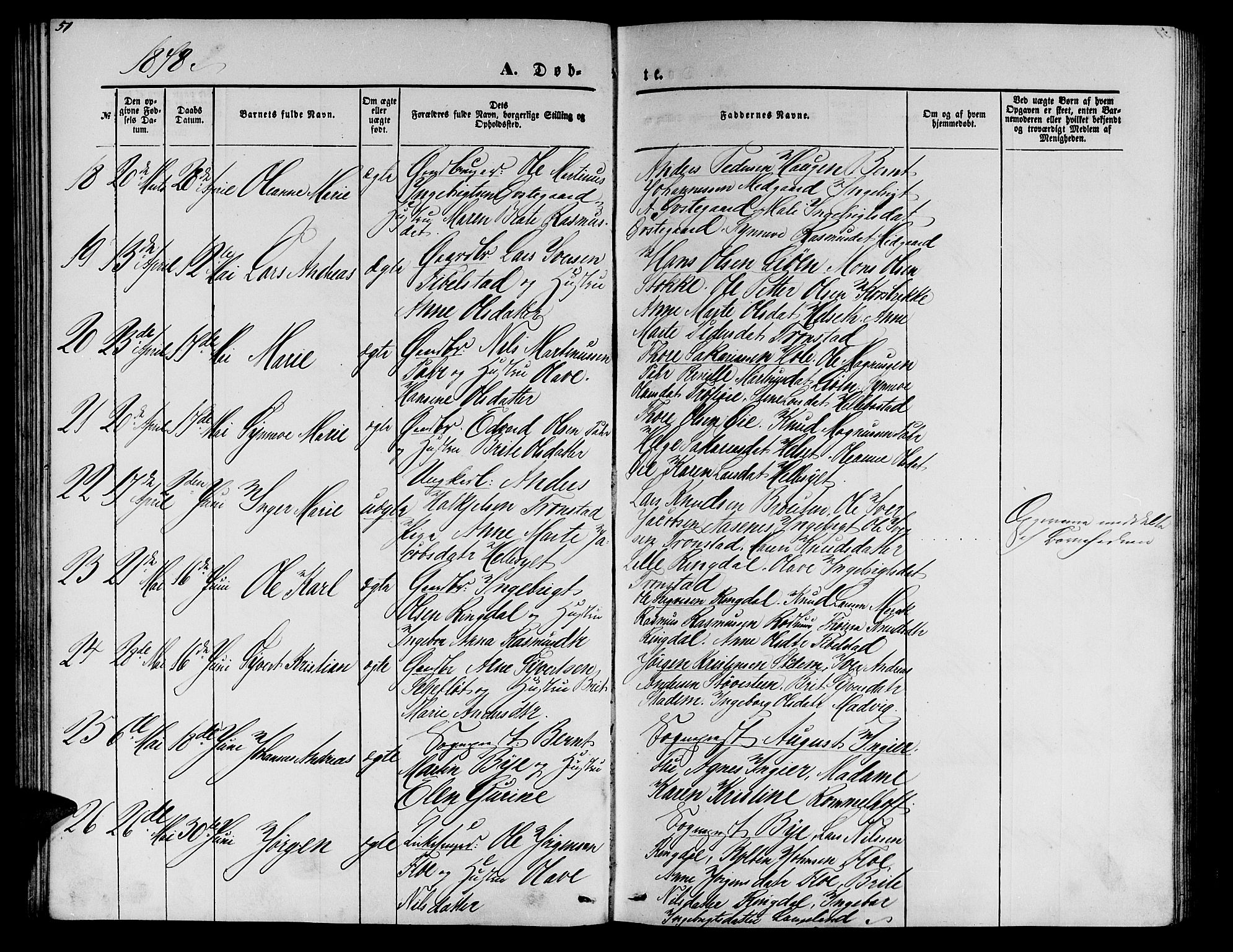 Ministerialprotokoller, klokkerbøker og fødselsregistre - Møre og Romsdal, AV/SAT-A-1454/517/L0229: Parish register (copy) no. 517C02, 1864-1879, p. 51