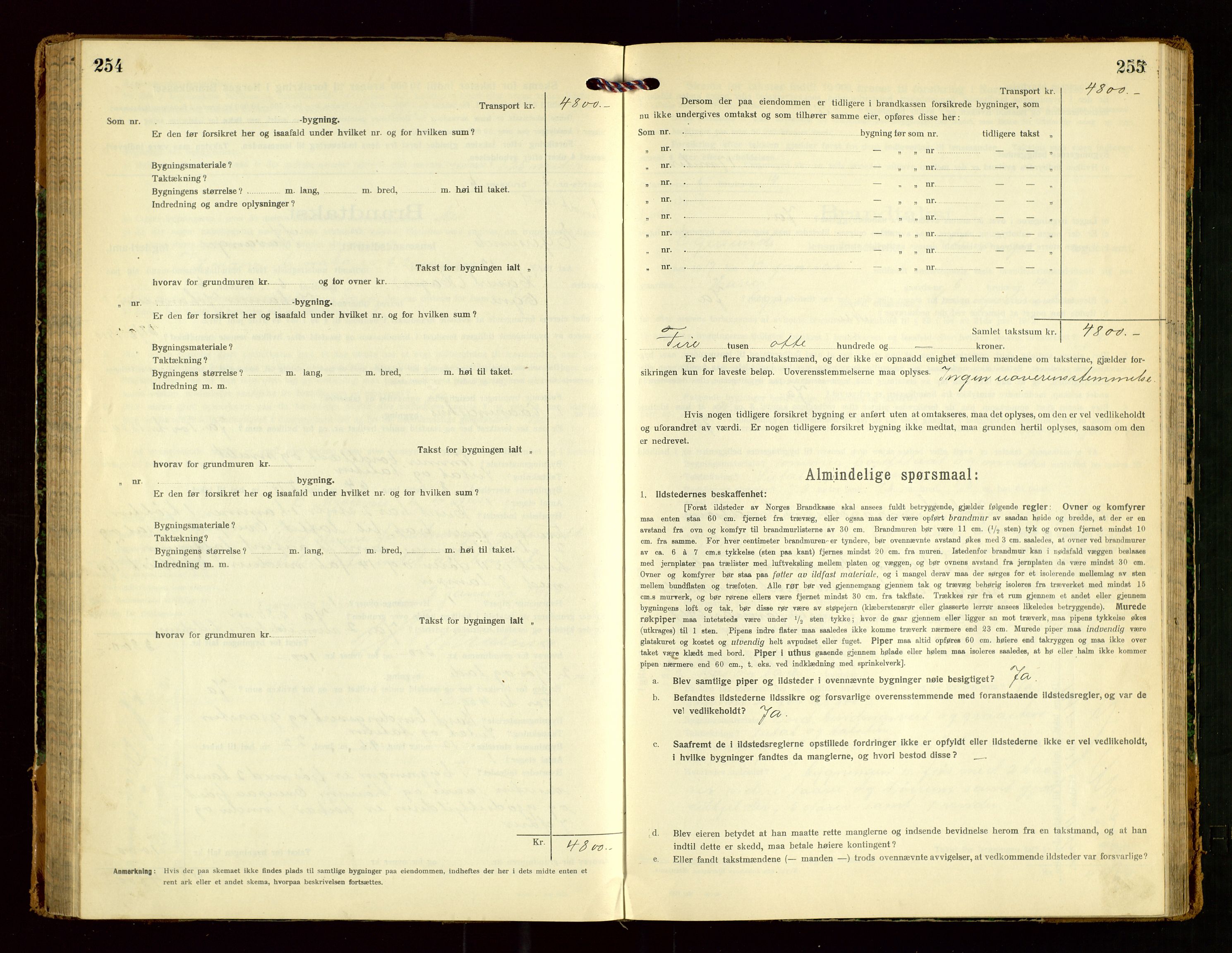 Eigersund lensmannskontor, AV/SAST-A-100171/Gob/L0003: "Brandtakstprotokol", 1917-1920, p. 254-255