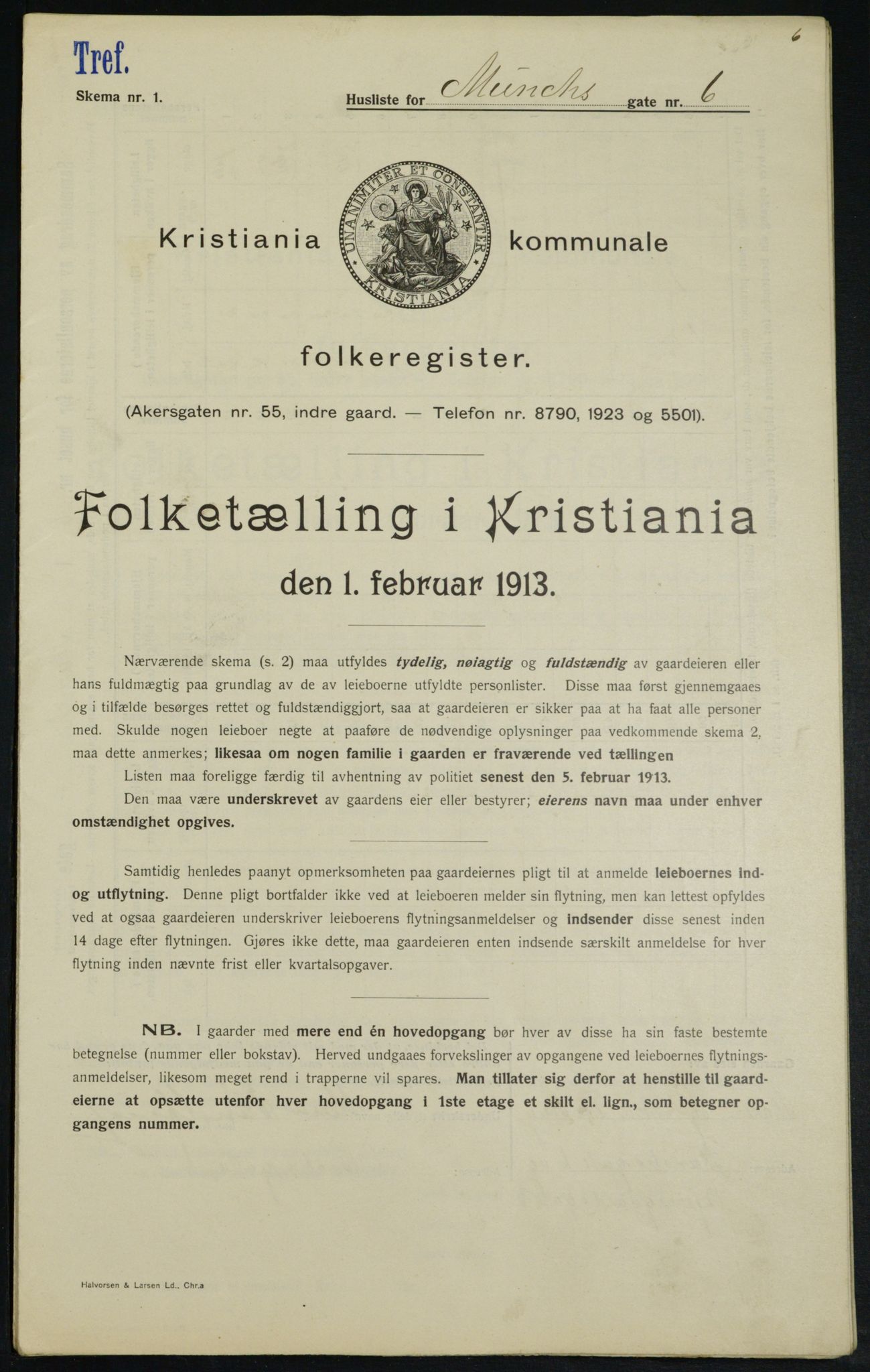 OBA, Municipal Census 1913 for Kristiania, 1913, p. 66565