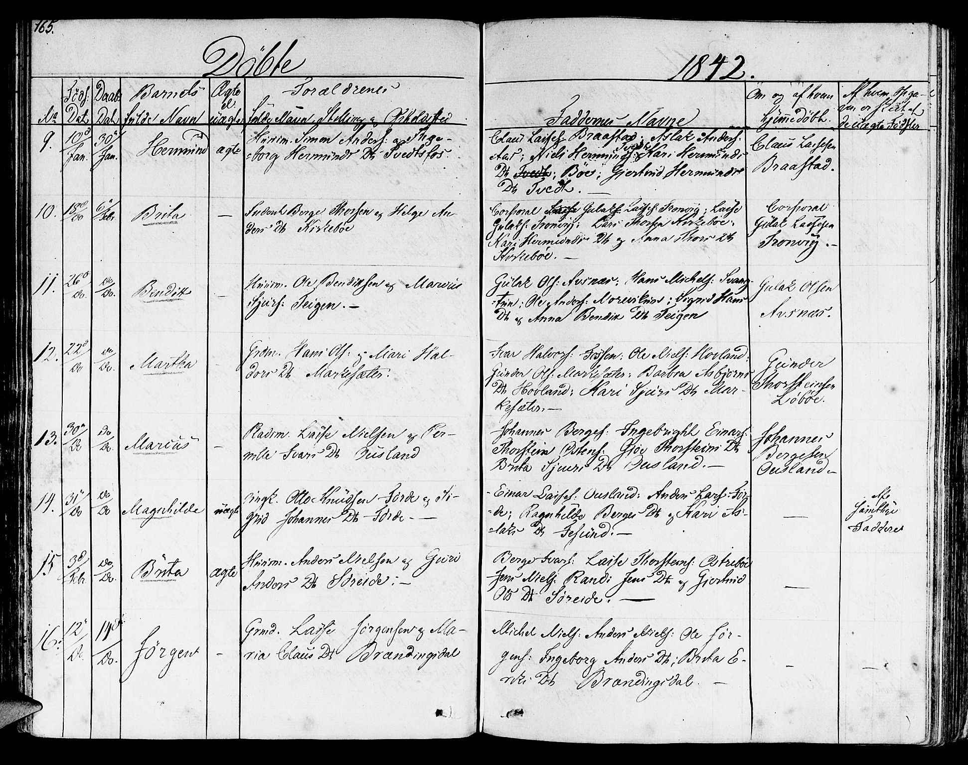 Lavik sokneprestembete, SAB/A-80901: Parish register (official) no. A 2I, 1821-1842, p. 165