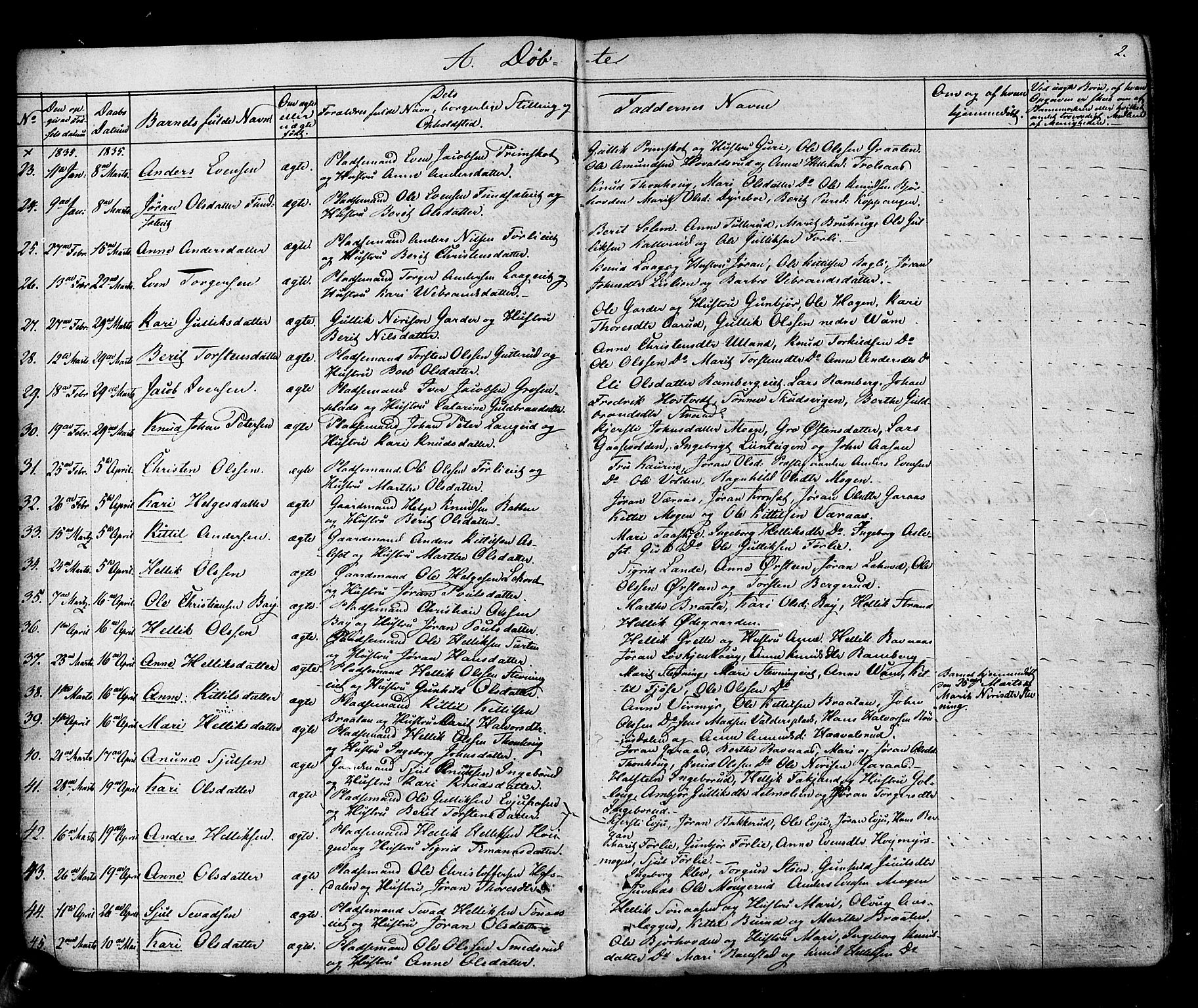 Flesberg kirkebøker, AV/SAKO-A-18/F/Fa/L0006: Parish register (official) no. I 6, 1834-1860, p. 2