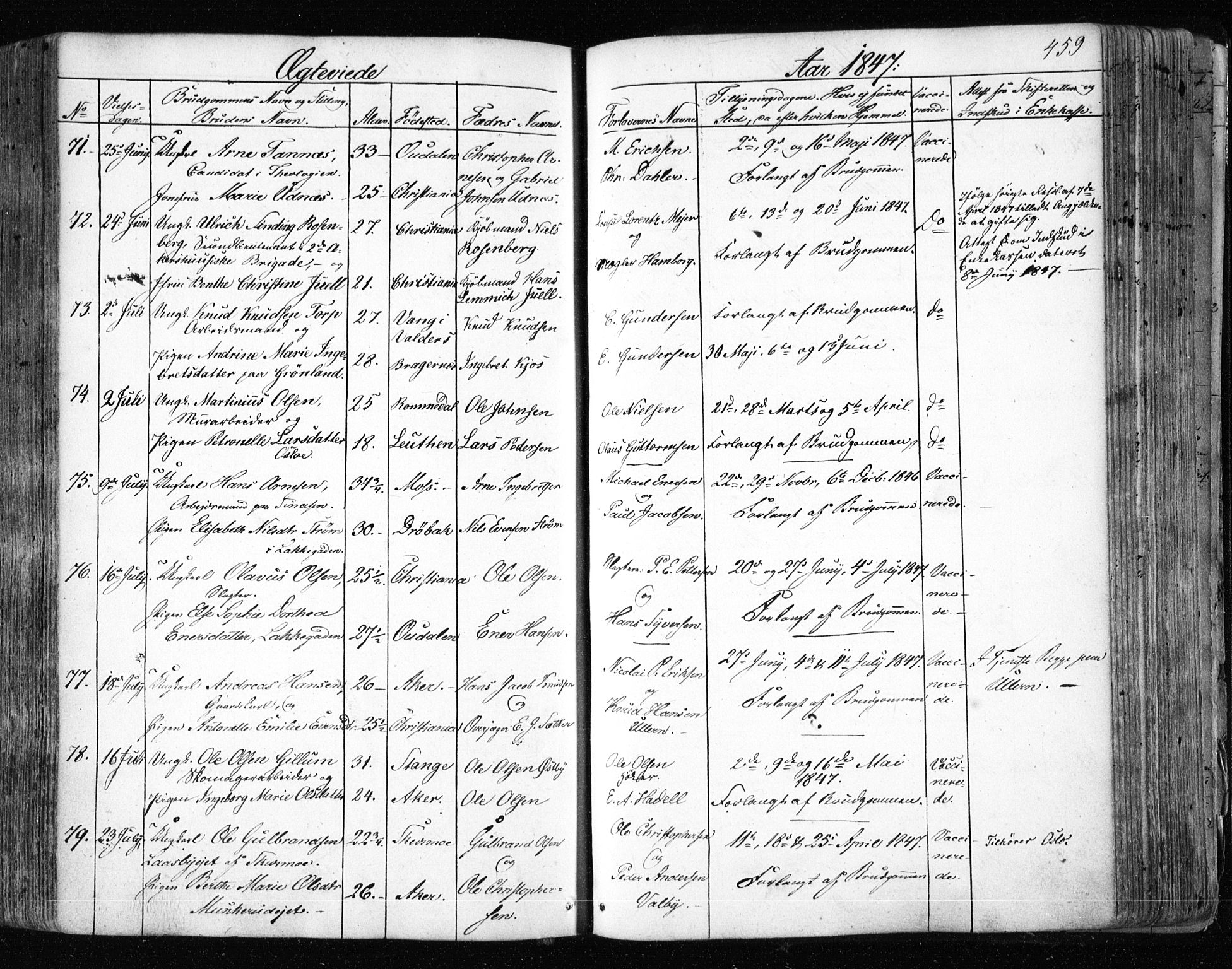 Aker prestekontor kirkebøker, AV/SAO-A-10861/F/L0019: Parish register (official) no. 19, 1842-1852, p. 459