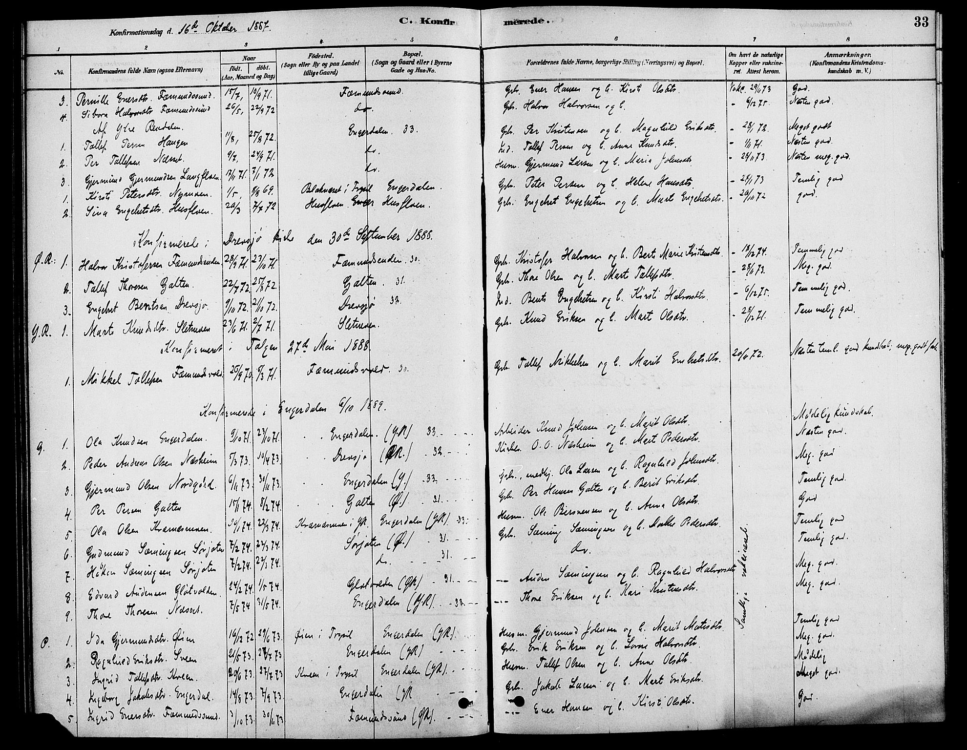 Rendalen prestekontor, SAH/PREST-054/H/Ha/Haa/L0007: Parish register (official) no. 7, 1878-1898, p. 33