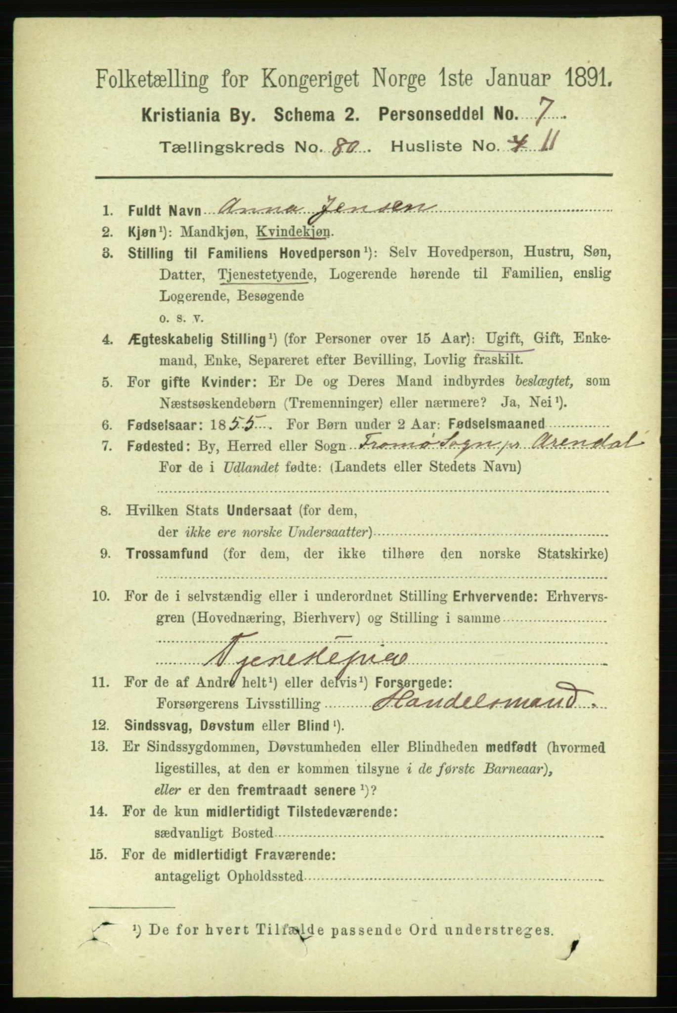 RA, 1891 census for 0301 Kristiania, 1891, p. 41469