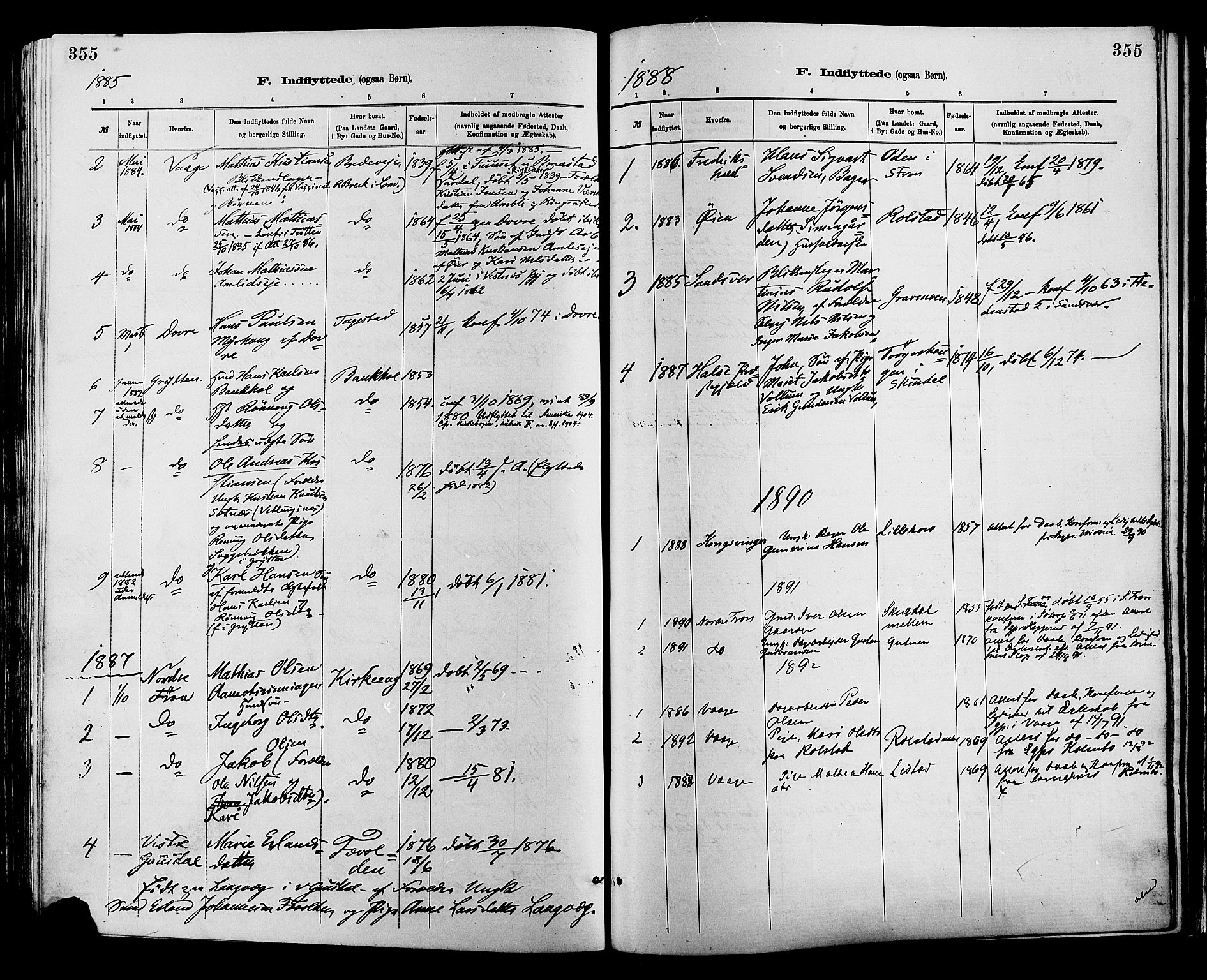 Sør-Fron prestekontor, AV/SAH-PREST-010/H/Ha/Haa/L0003: Parish register (official) no. 3, 1881-1897, p. 355