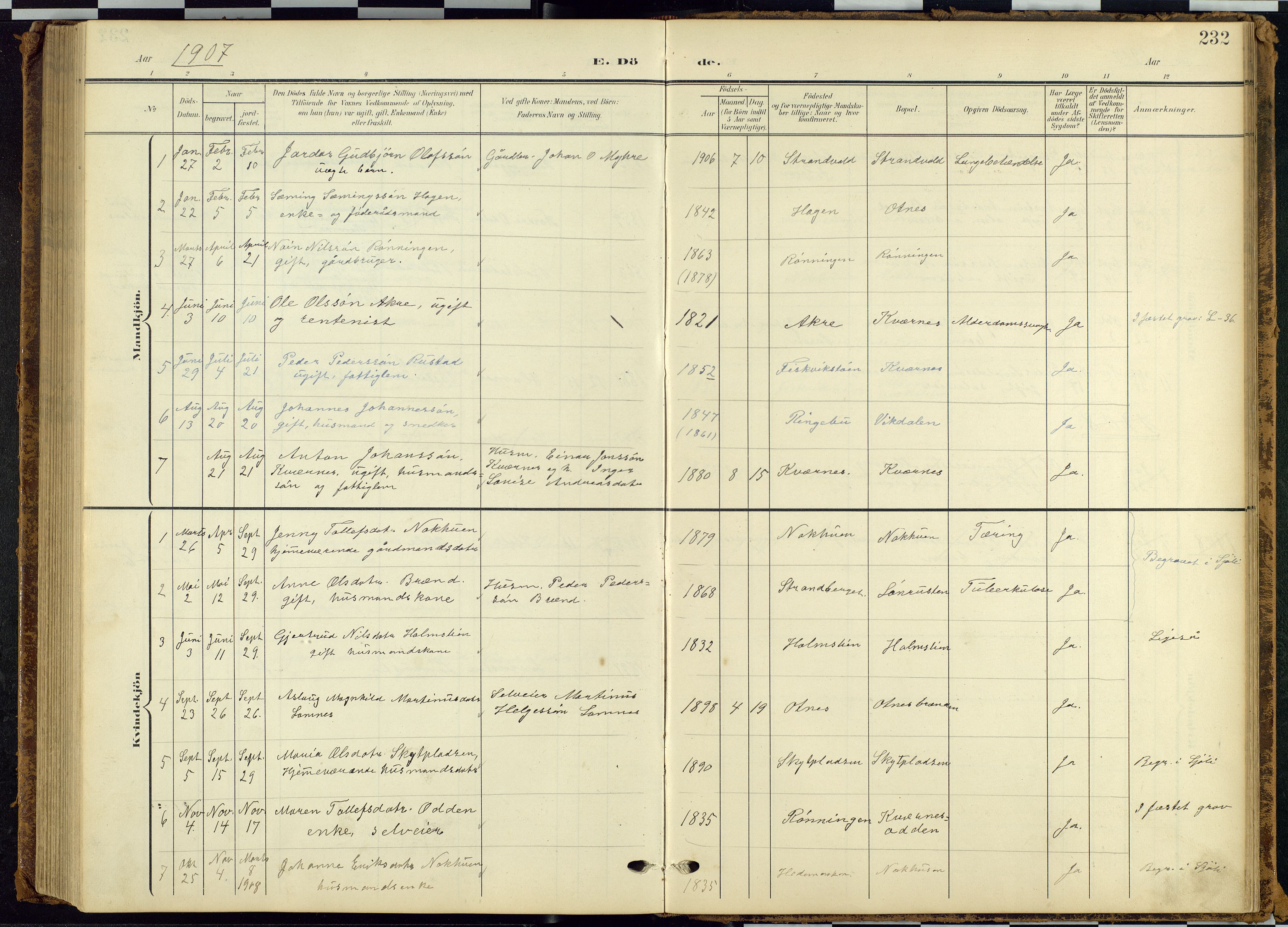 Rendalen prestekontor, SAH/PREST-054/H/Ha/Hab/L0010: Parish register (copy) no. 10, 1903-1940, p. 232