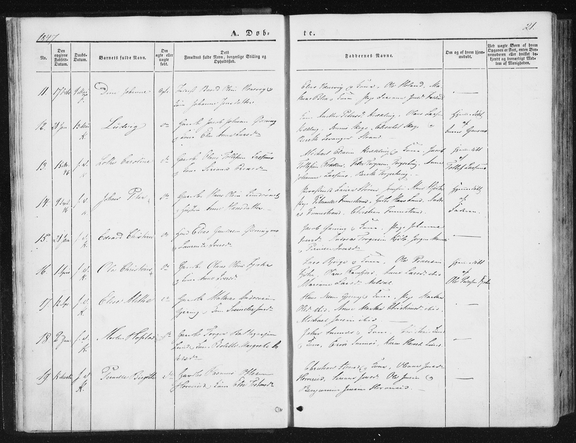 Ministerialprotokoller, klokkerbøker og fødselsregistre - Nord-Trøndelag, SAT/A-1458/780/L0640: Parish register (official) no. 780A05, 1845-1856, p. 21