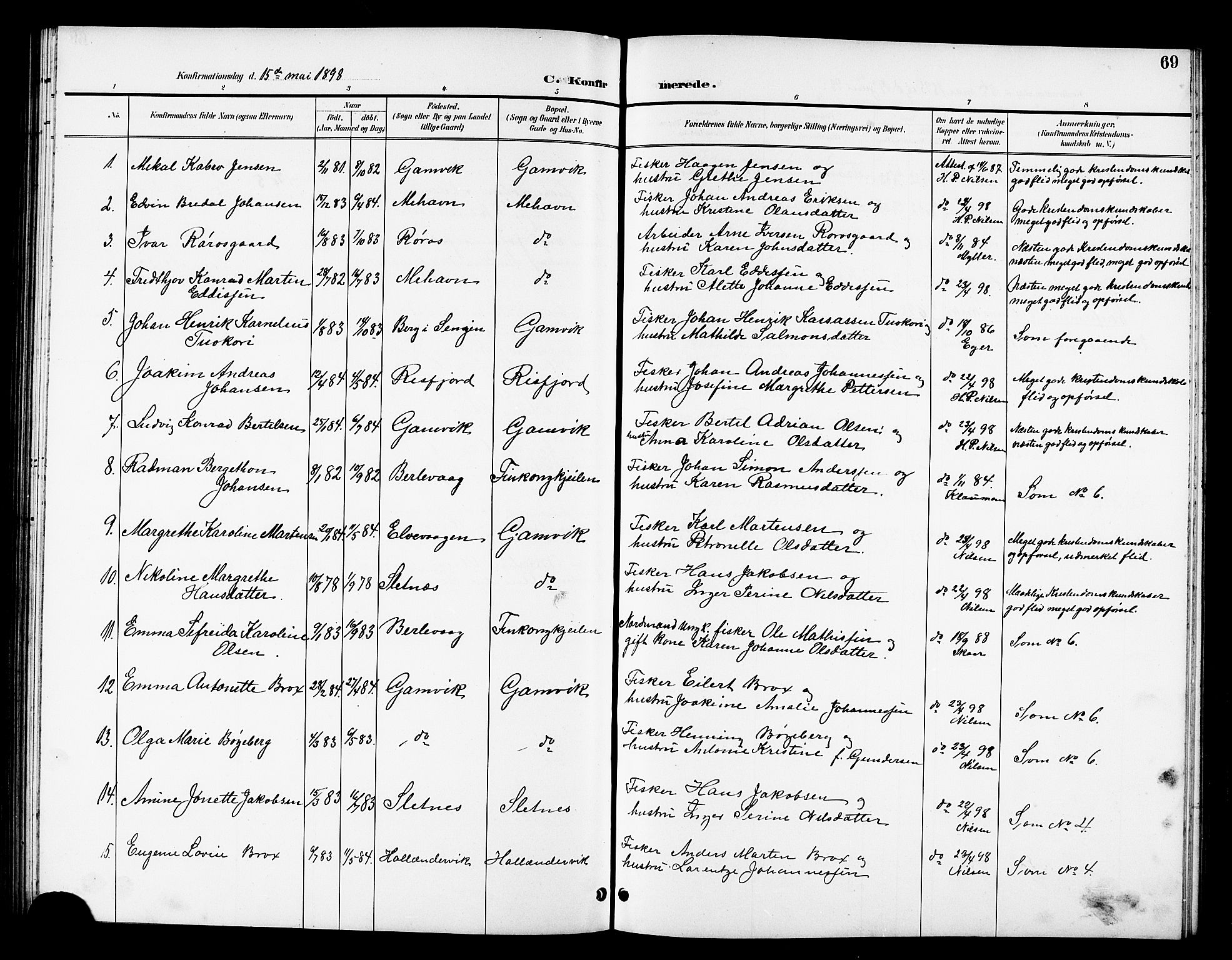 Tana sokneprestkontor, SATØ/S-1334/H/Hb/L0006klokker: Parish register (copy) no. 6, 1892-1909, p. 69