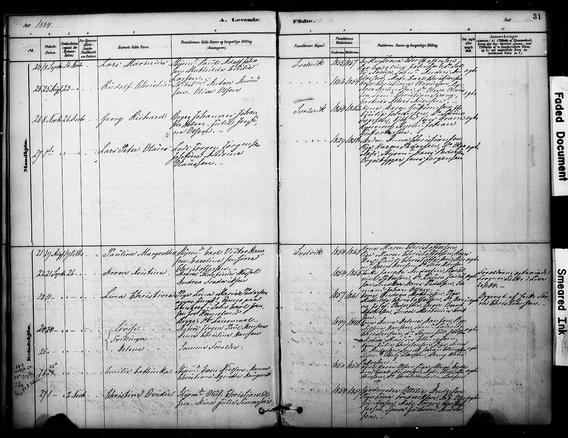 Strømm kirkebøker, AV/SAKO-A-322/F/Fb/L0001: Parish register (official) no. II 1, 1878-1899, p. 31