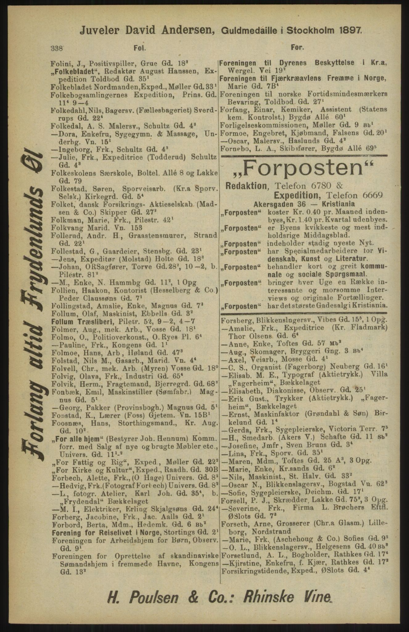 Kristiania/Oslo adressebok, PUBL/-, 1904, p. 338