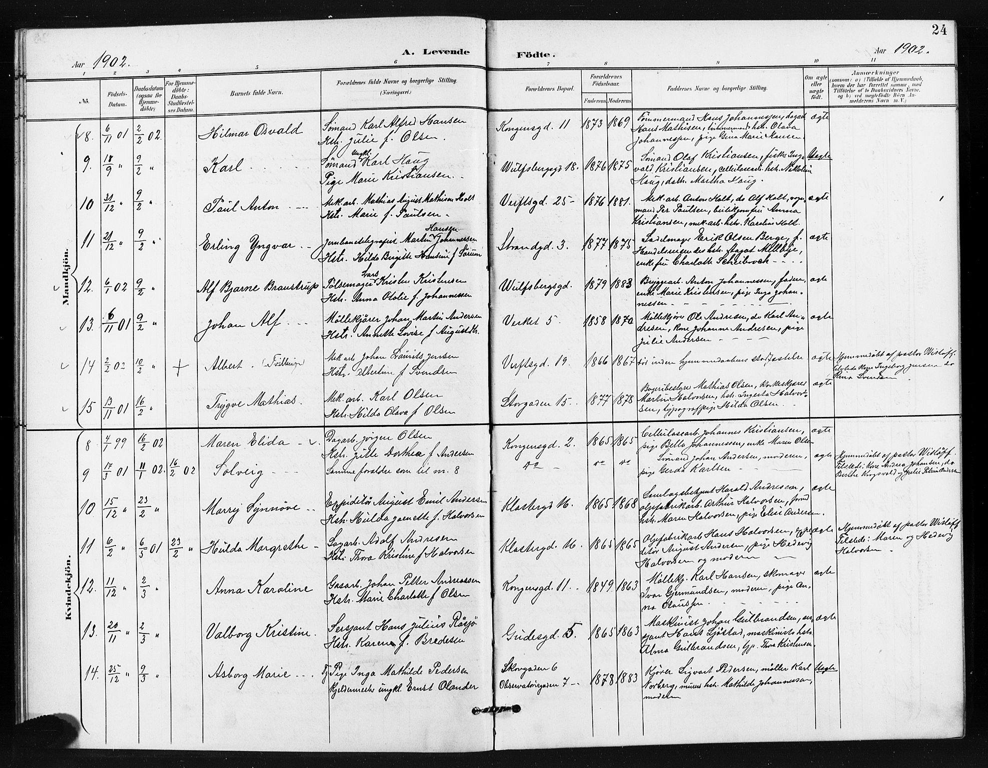 Moss prestekontor Kirkebøker, AV/SAO-A-2003/G/Ga/L0007: Parish register (copy) no. I 7, 1901-1912, p. 24