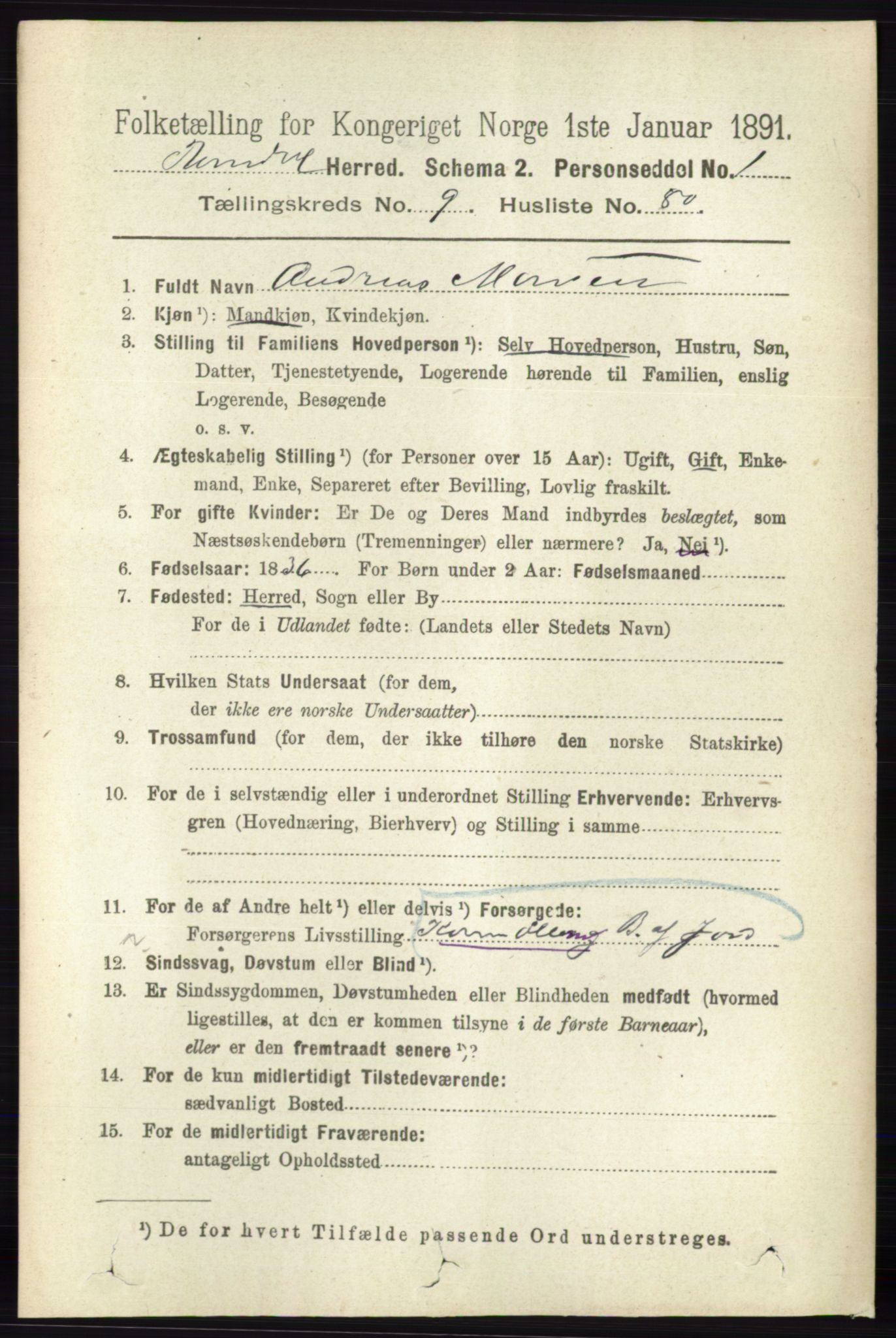 RA, 1891 census for 0416 Romedal, 1891, p. 4706