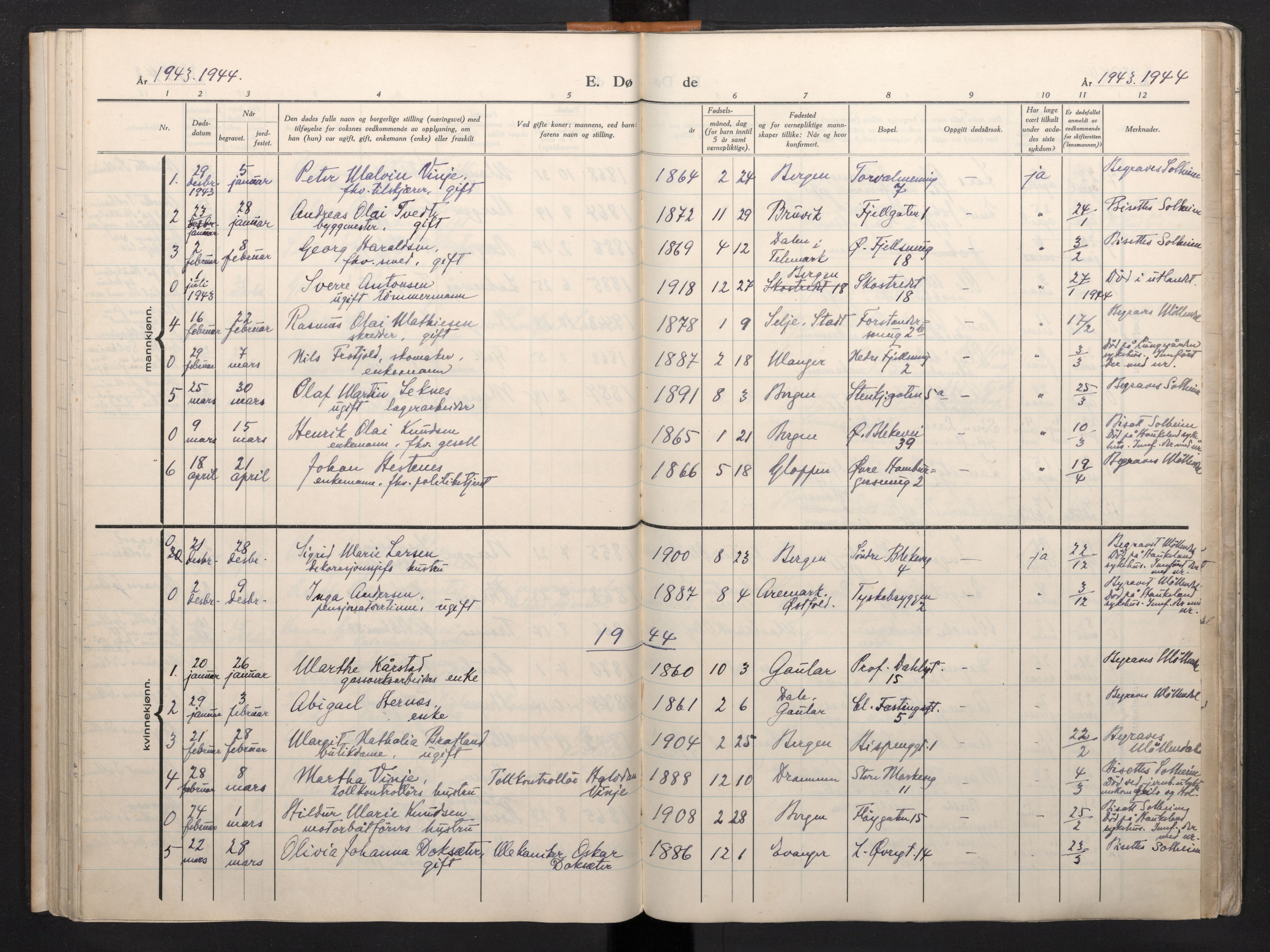 Korskirken sokneprestembete, AV/SAB-A-76101/H/Haa: Parish register (official) no. A 15, 1942-1945