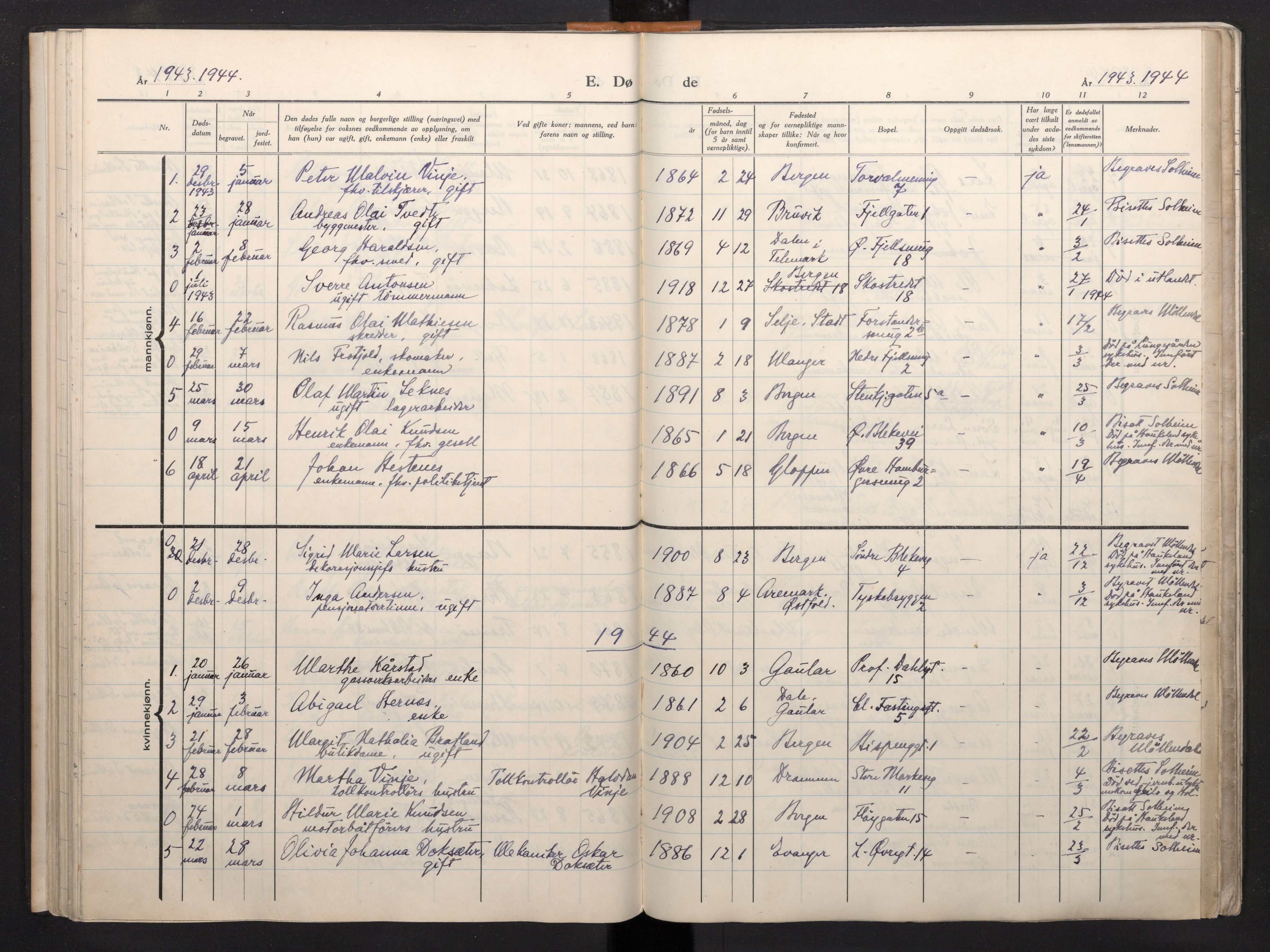 Korskirken sokneprestembete, SAB/A-76101/H/Haa: Parish register (official) no. A 15, 1942-1945