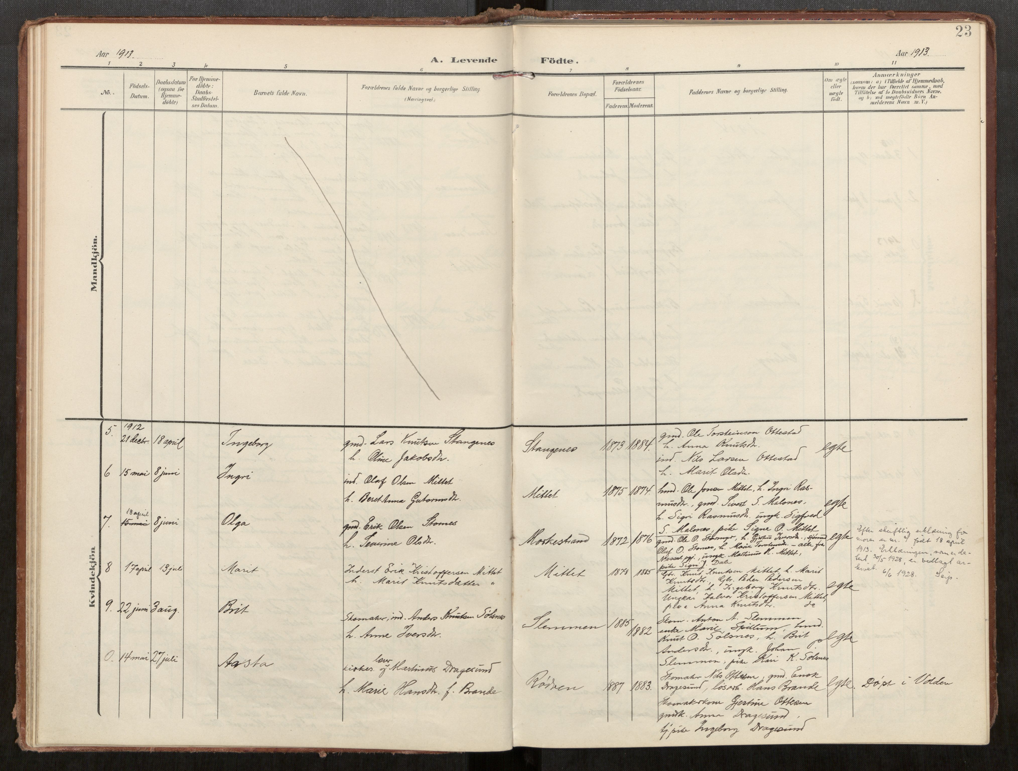 Ministerialprotokoller, klokkerbøker og fødselsregistre - Møre og Romsdal, AV/SAT-A-1454/549/L0618: Parish register (official) no. 549A01, 1906-1927, p. 23