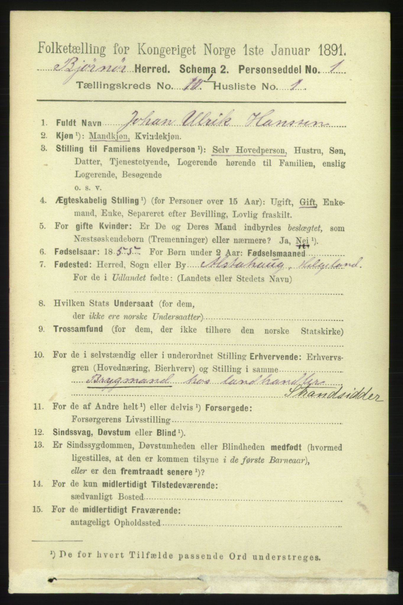 RA, 1891 census for 1632 Bjørnør, 1891, p. 4146