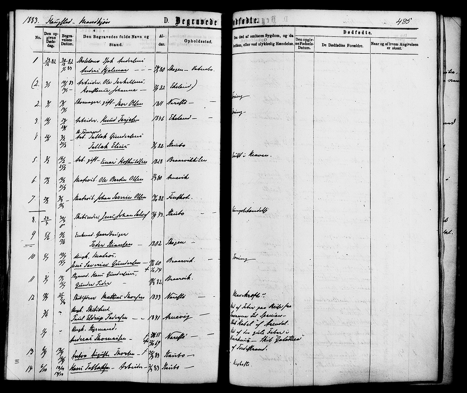 Dypvåg sokneprestkontor, SAK/1111-0007/F/Fa/Faa/L0007: Parish register (official) no. A 7 /2, 1877-1884, p. 485