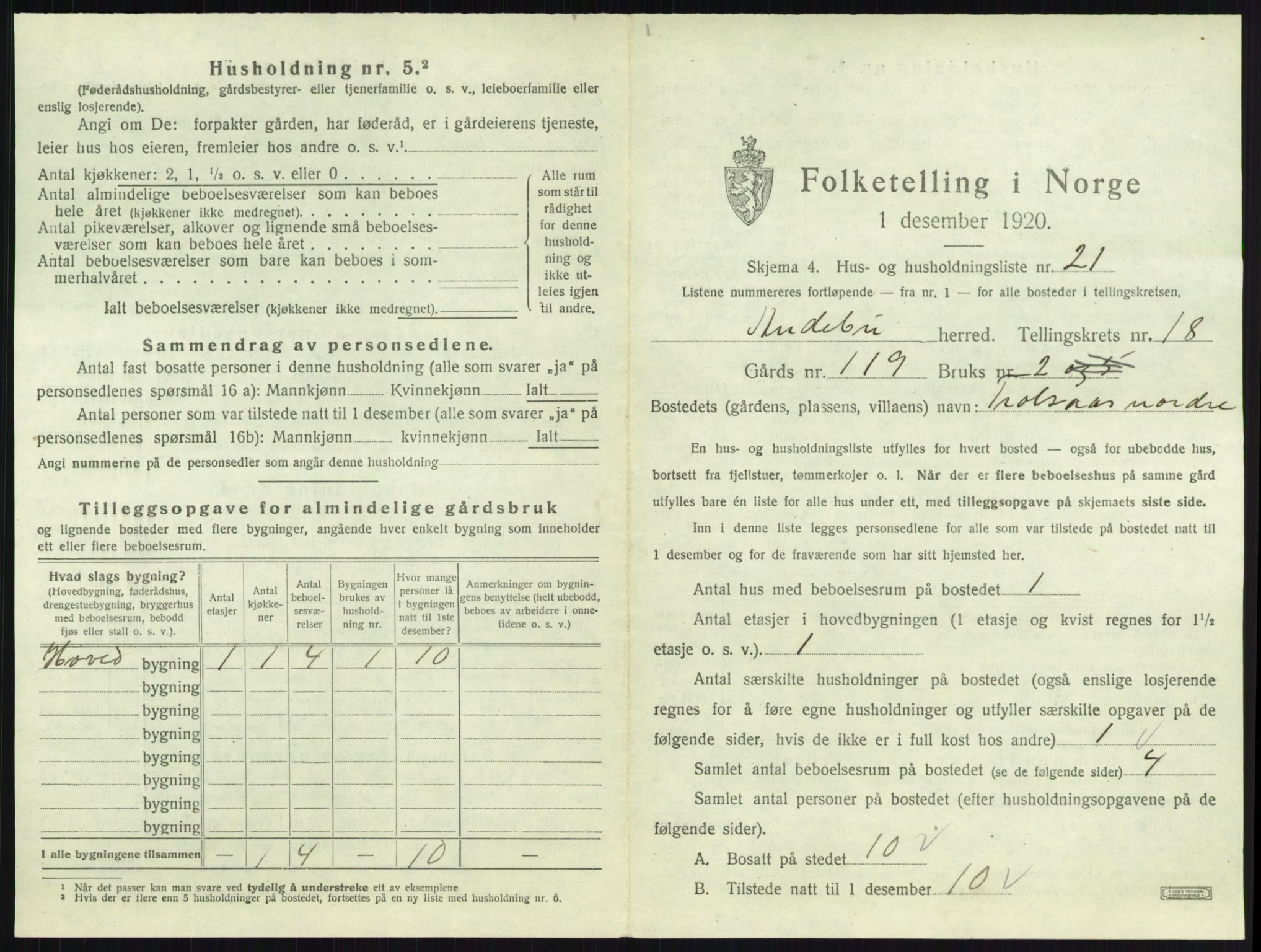 SAKO, 1920 census for Andebu, 1920, p. 1020