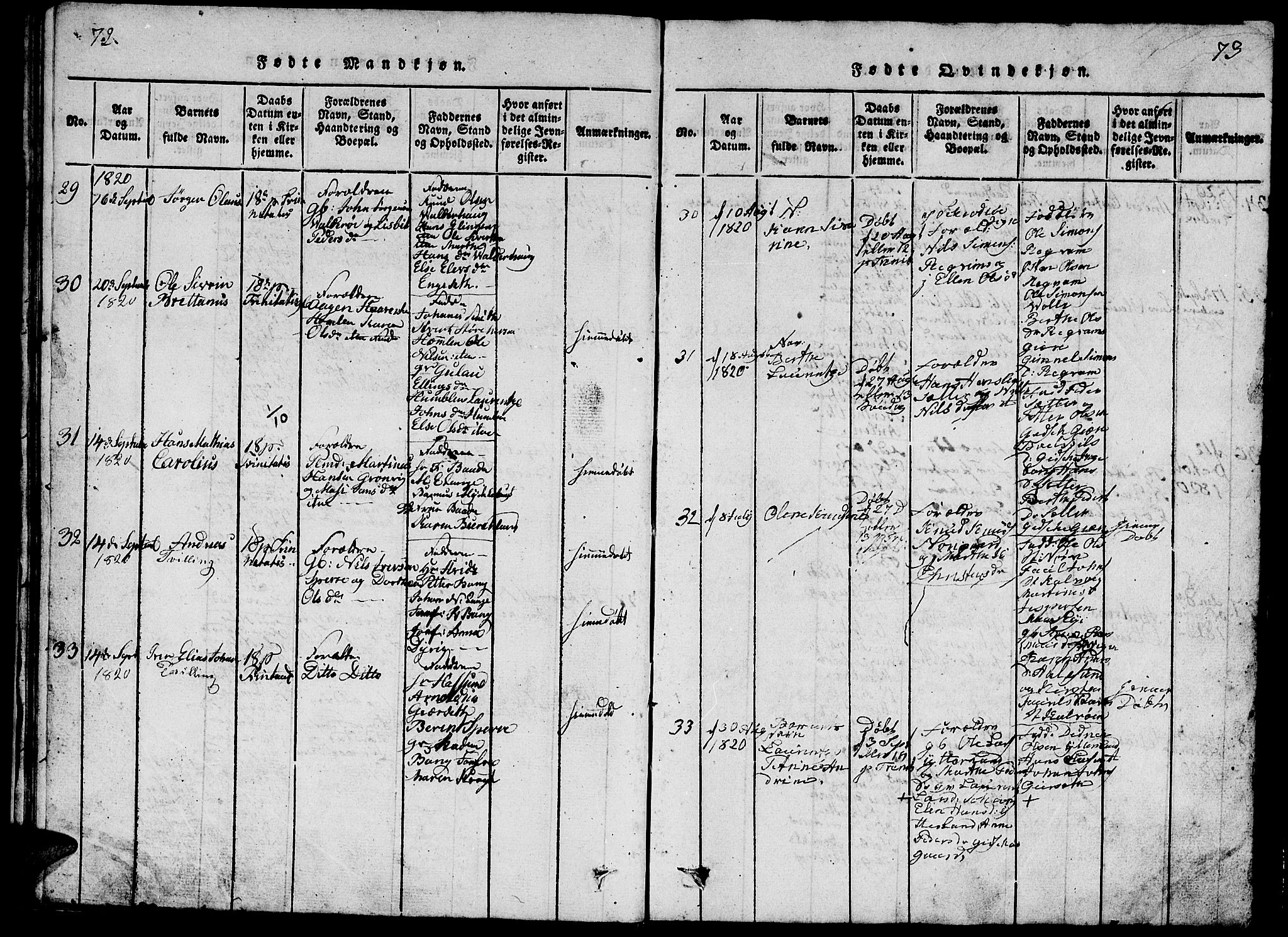 Ministerialprotokoller, klokkerbøker og fødselsregistre - Møre og Romsdal, SAT/A-1454/528/L0423: Parish register (copy) no. 528C04, 1816-1827, p. 72-73