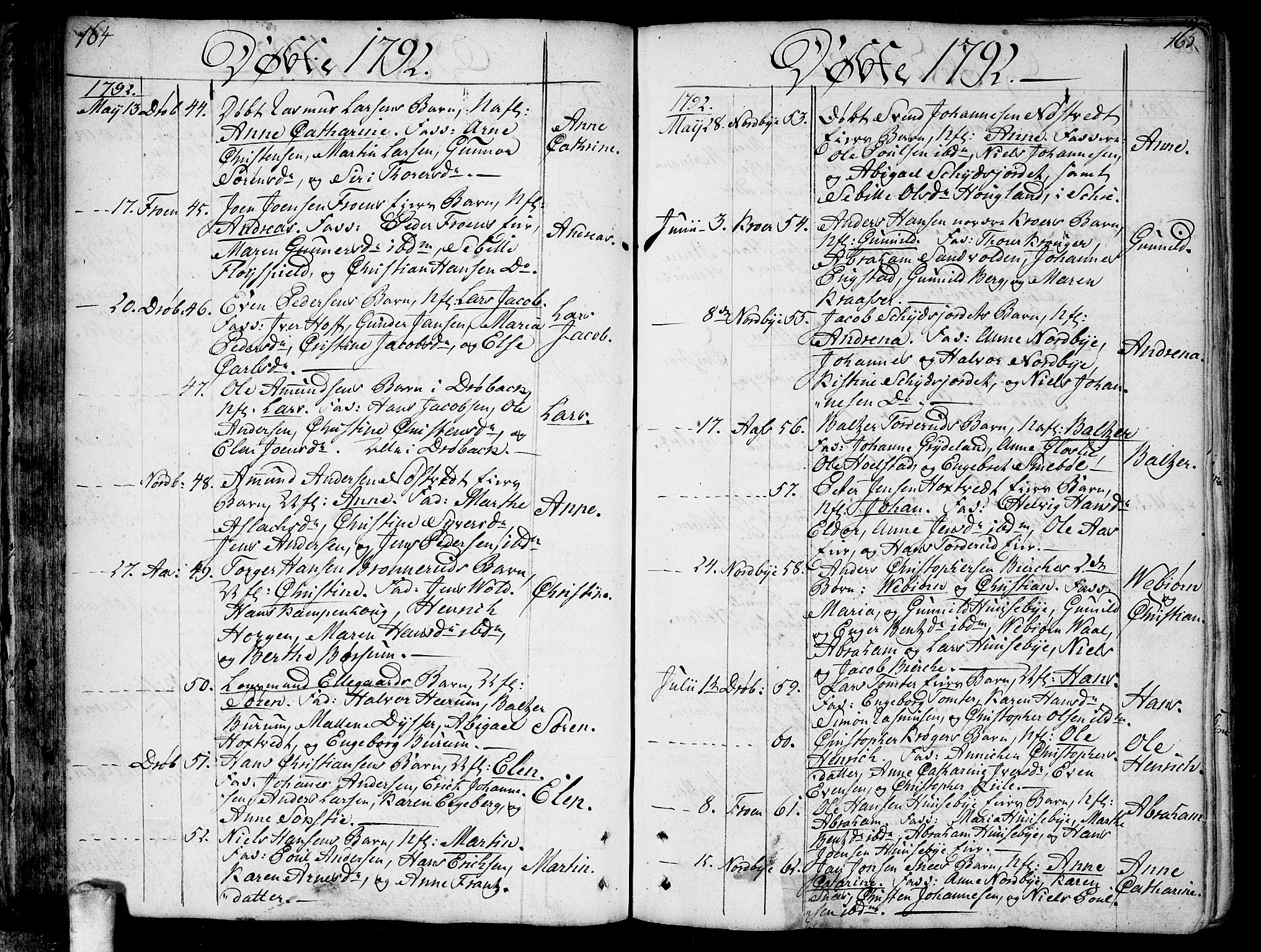 Ås prestekontor Kirkebøker, SAO/A-10894/F/Fa/L0002: Parish register (official) no. I 2, 1778-1813, p. 164-165