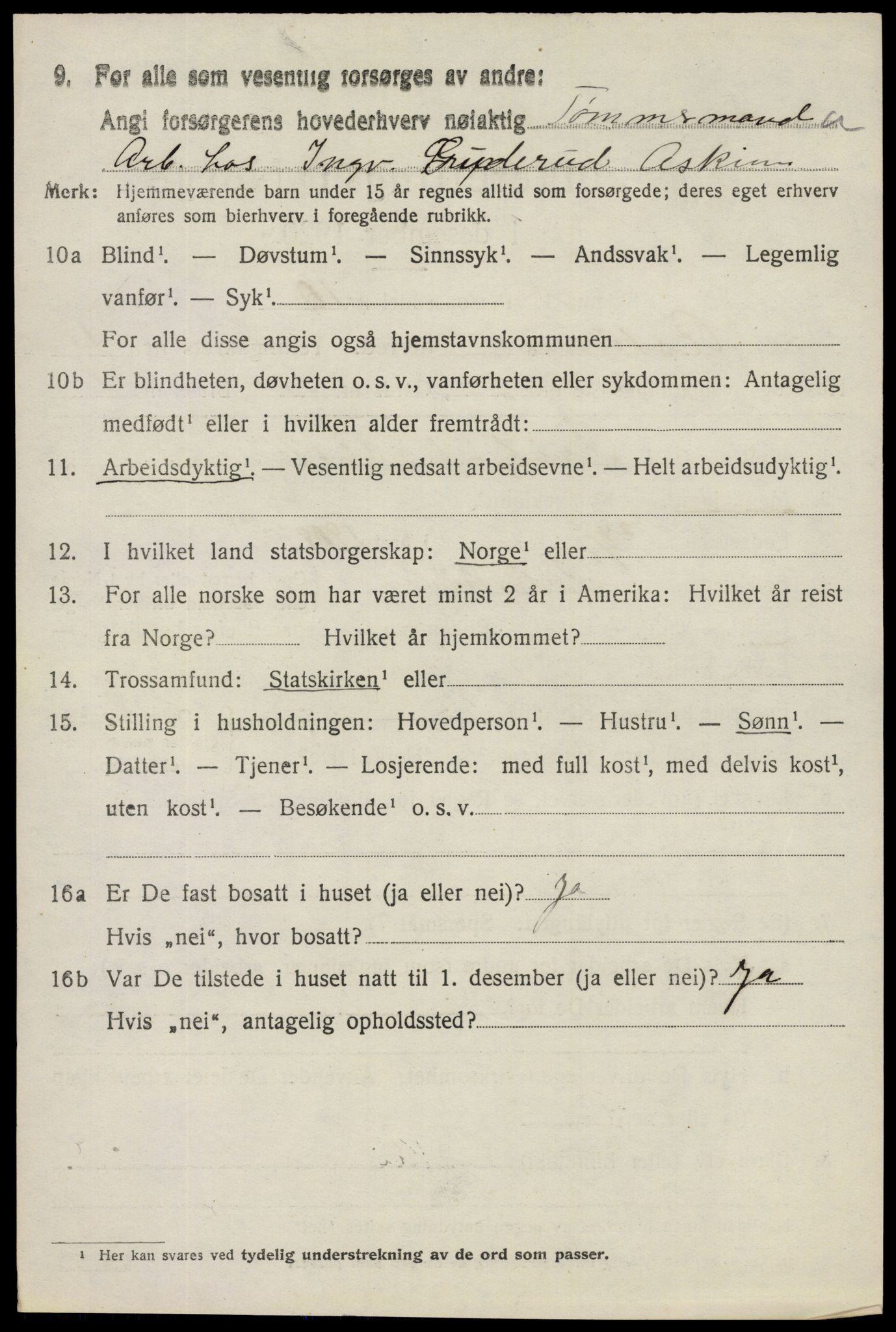 SAO, 1920 census for Askim, 1920, p. 7990