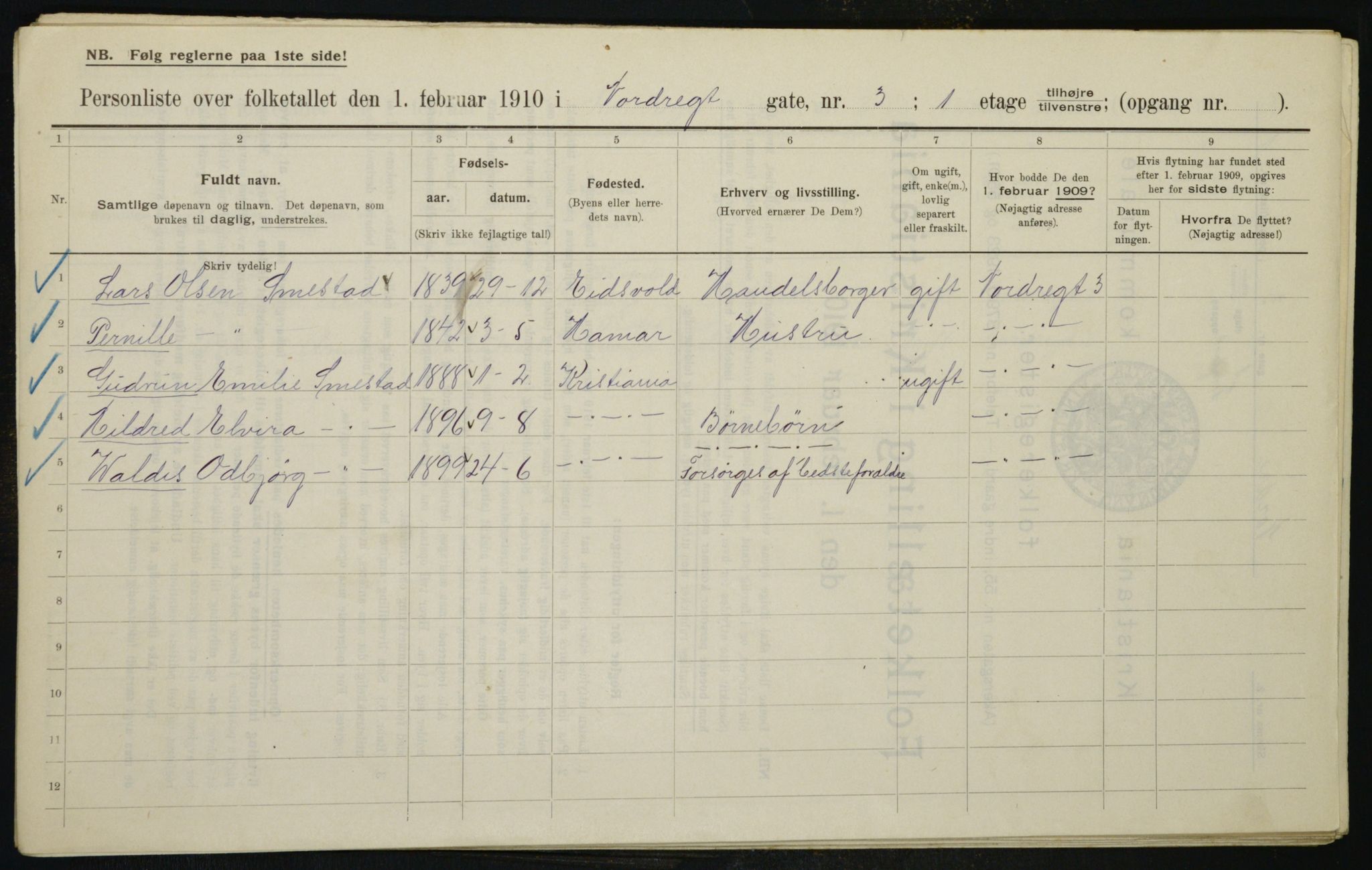 OBA, Municipal Census 1910 for Kristiania, 1910, p. 70968