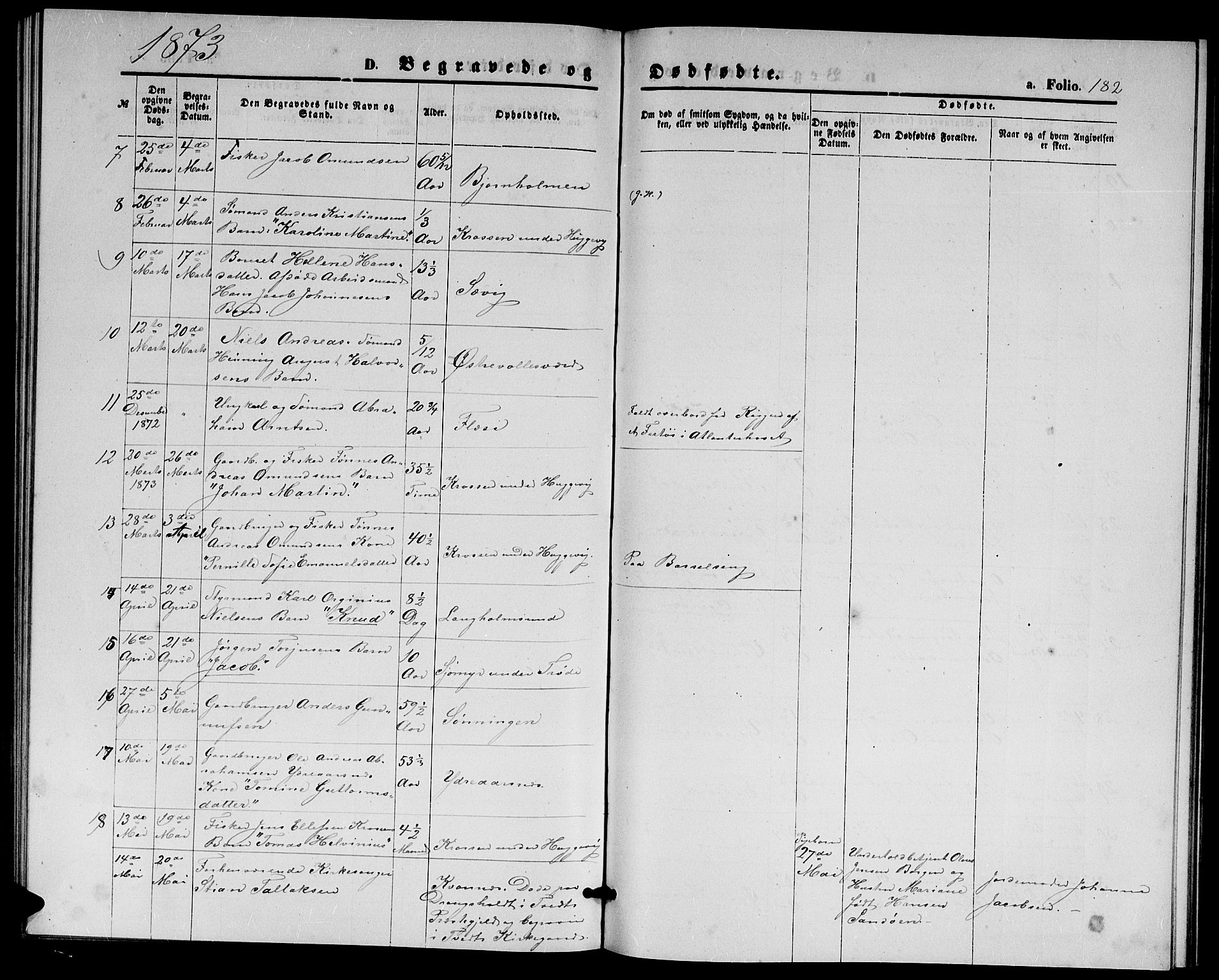 Høvåg sokneprestkontor, AV/SAK-1111-0025/F/Fb/L0003: Parish register (copy) no. B 3, 1870-1882, p. 182