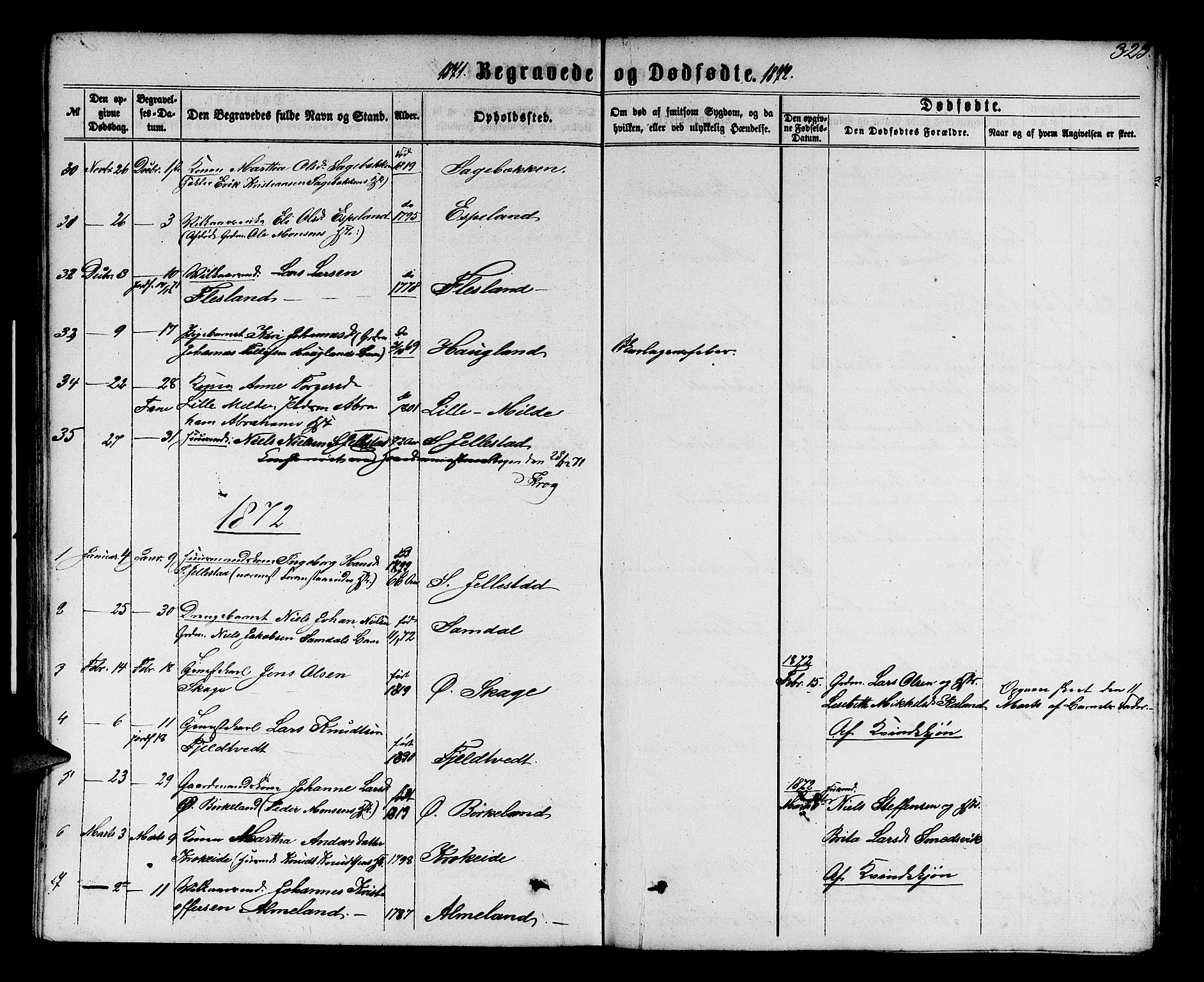 Fana Sokneprestembete, SAB/A-75101/H/Hab/Habb/L0003: Parish register (copy) no. B 3, 1861-1888, p. 323