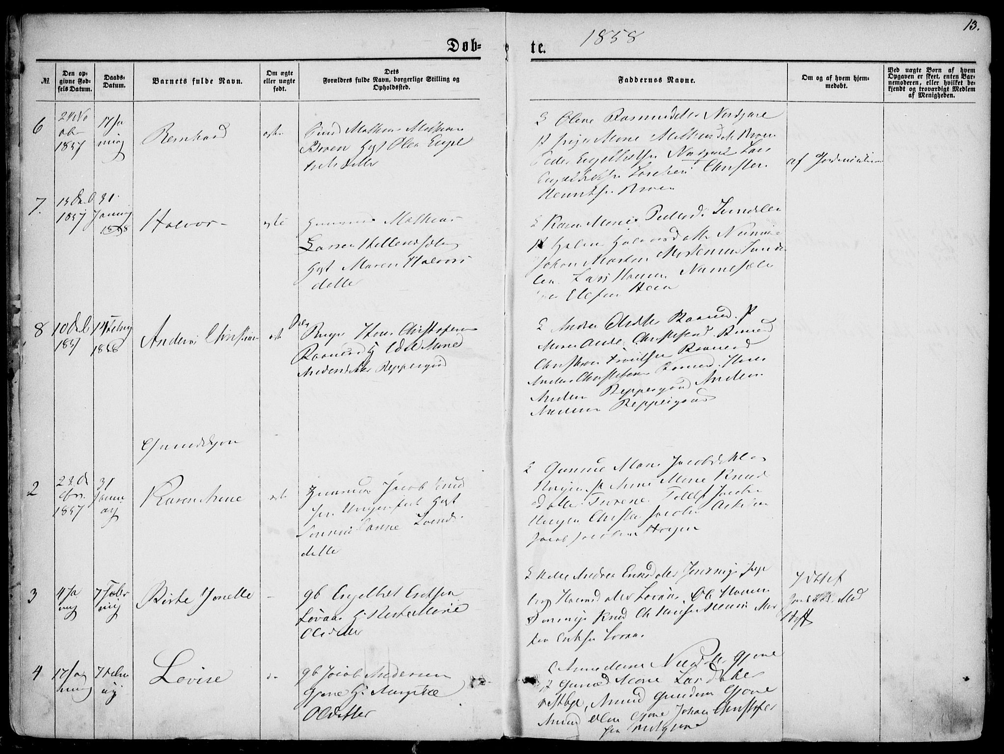 Hedrum kirkebøker, AV/SAKO-A-344/F/Fa/L0007: Parish register (official) no. I 7, 1857-1868, p. 13