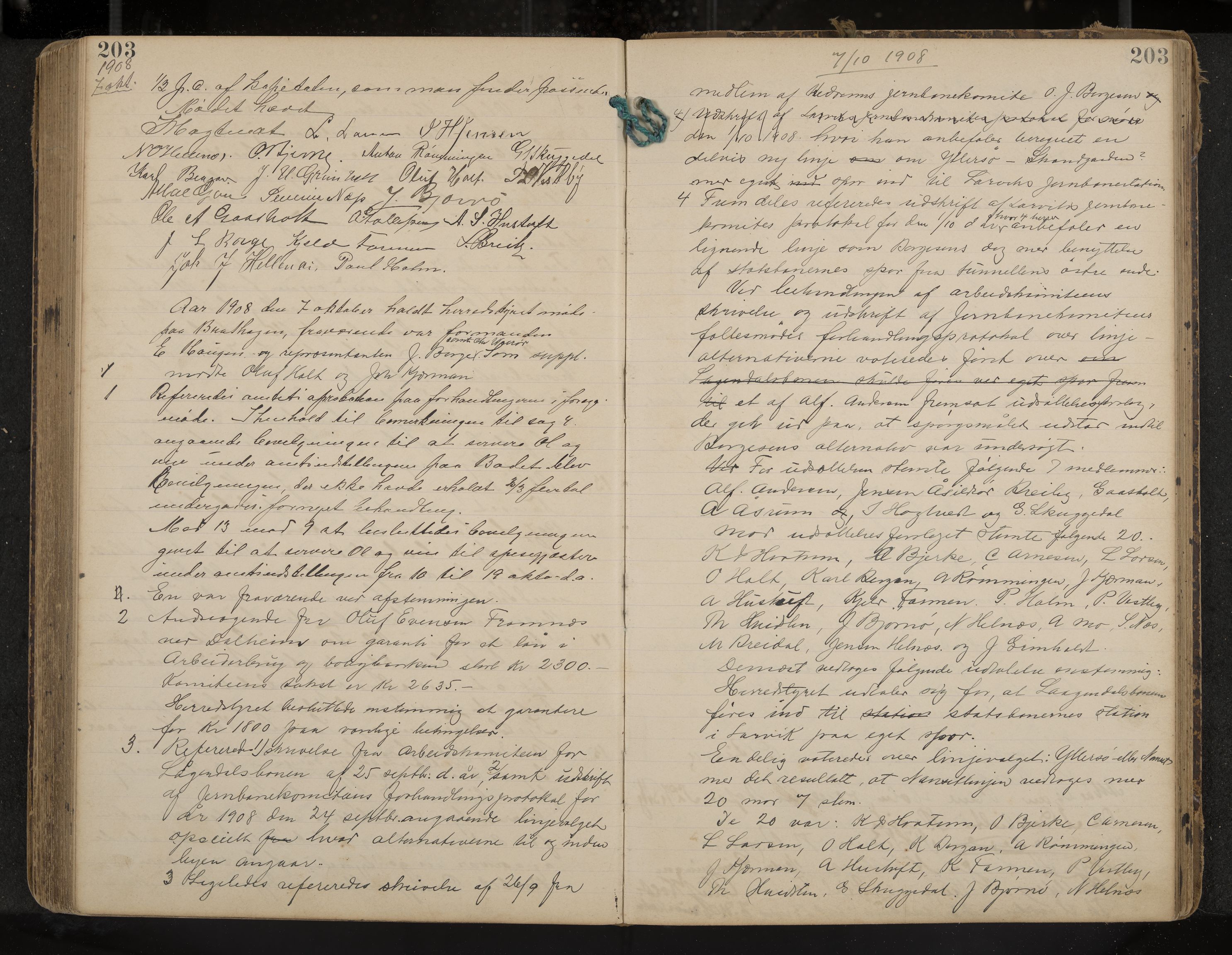 Hedrum formannskap og sentraladministrasjon, IKAK/0727021/A/Aa/L0005: Møtebok, 1899-1911, p. 203