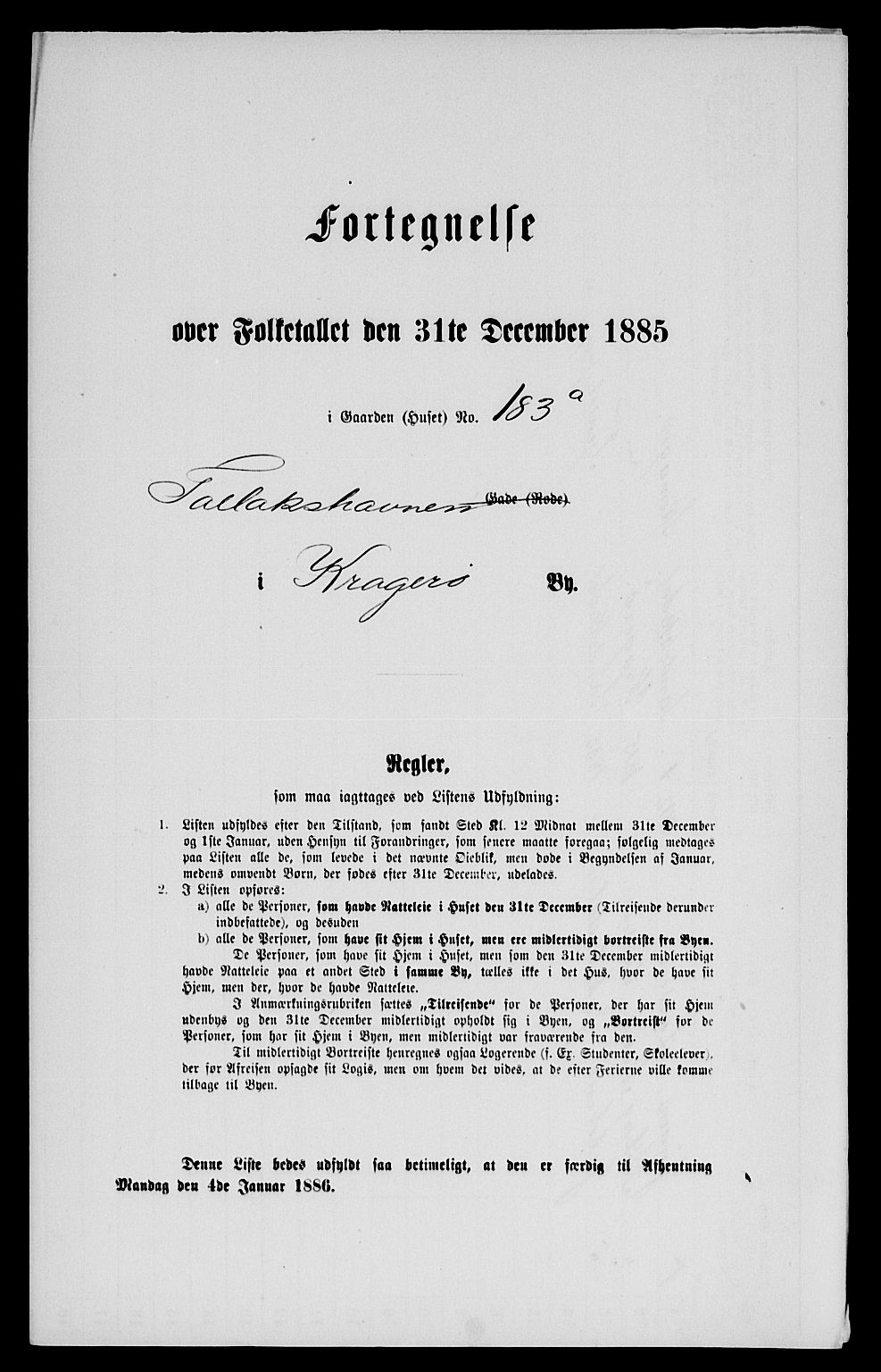 SAKO, 1885 census for 0801 Kragerø, 1885, p. 397