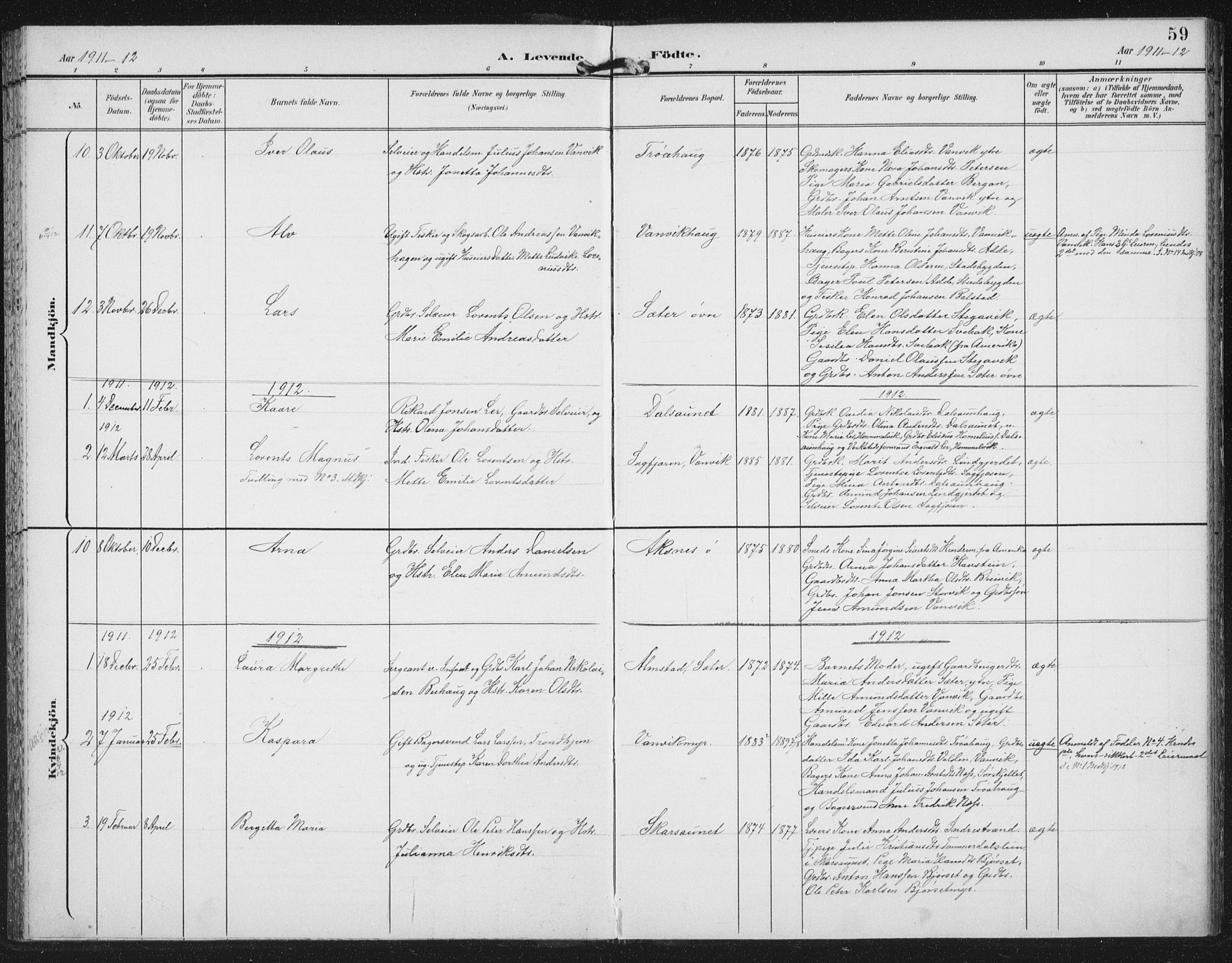 Ministerialprotokoller, klokkerbøker og fødselsregistre - Nord-Trøndelag, AV/SAT-A-1458/702/L0024: Parish register (official) no. 702A02, 1898-1914, p. 59