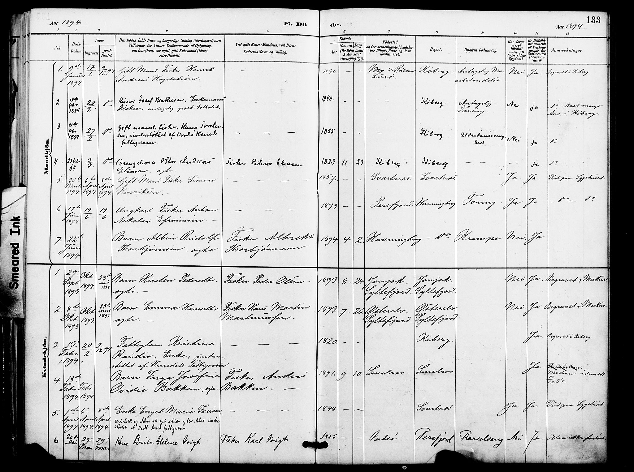 Vardø sokneprestkontor, SATØ/S-1332/H/Ha/L0009kirke: Parish register (official) no. 9, 1887-1898, p. 133
