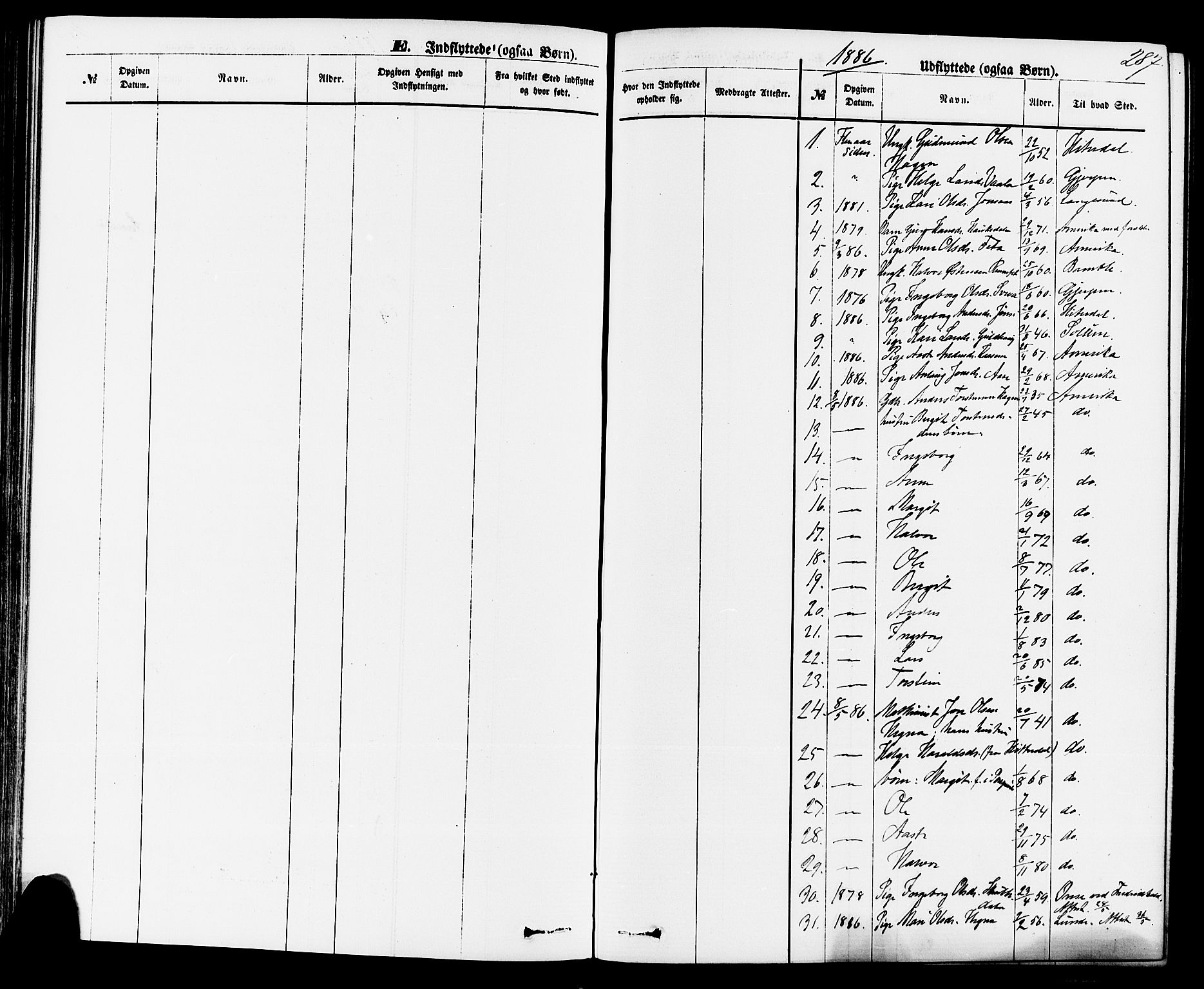Sauherad kirkebøker, SAKO/A-298/F/Fa/L0008: Parish register (official) no. I 8, 1873-1886, p. 287