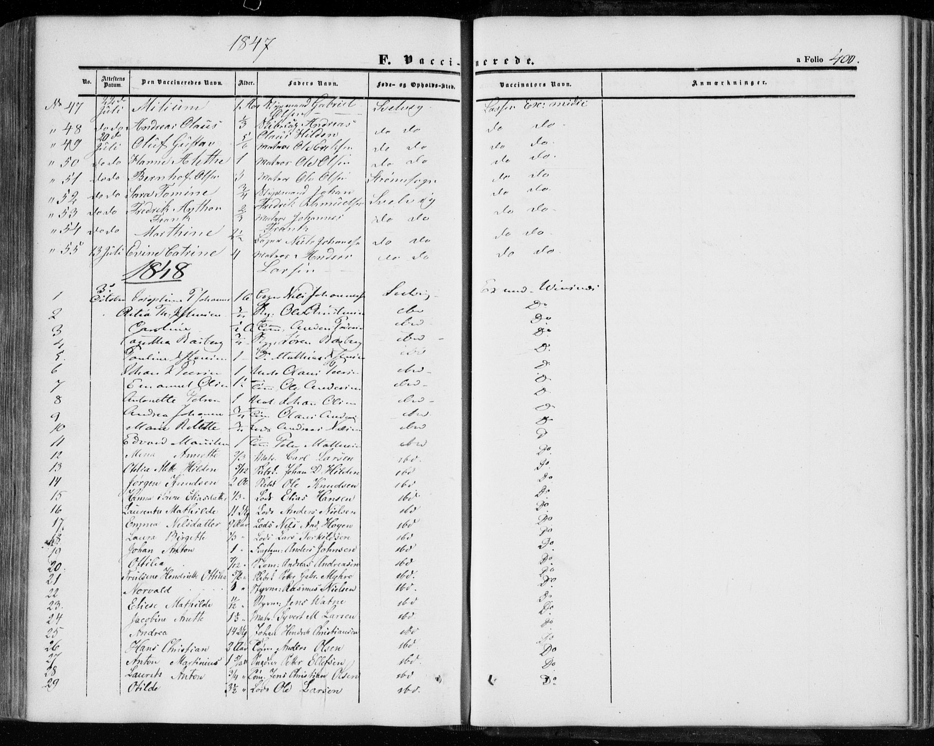 Hurum kirkebøker, SAKO/A-229/F/Fa/L0011: Parish register (official) no. 11, 1847-1860, p. 400
