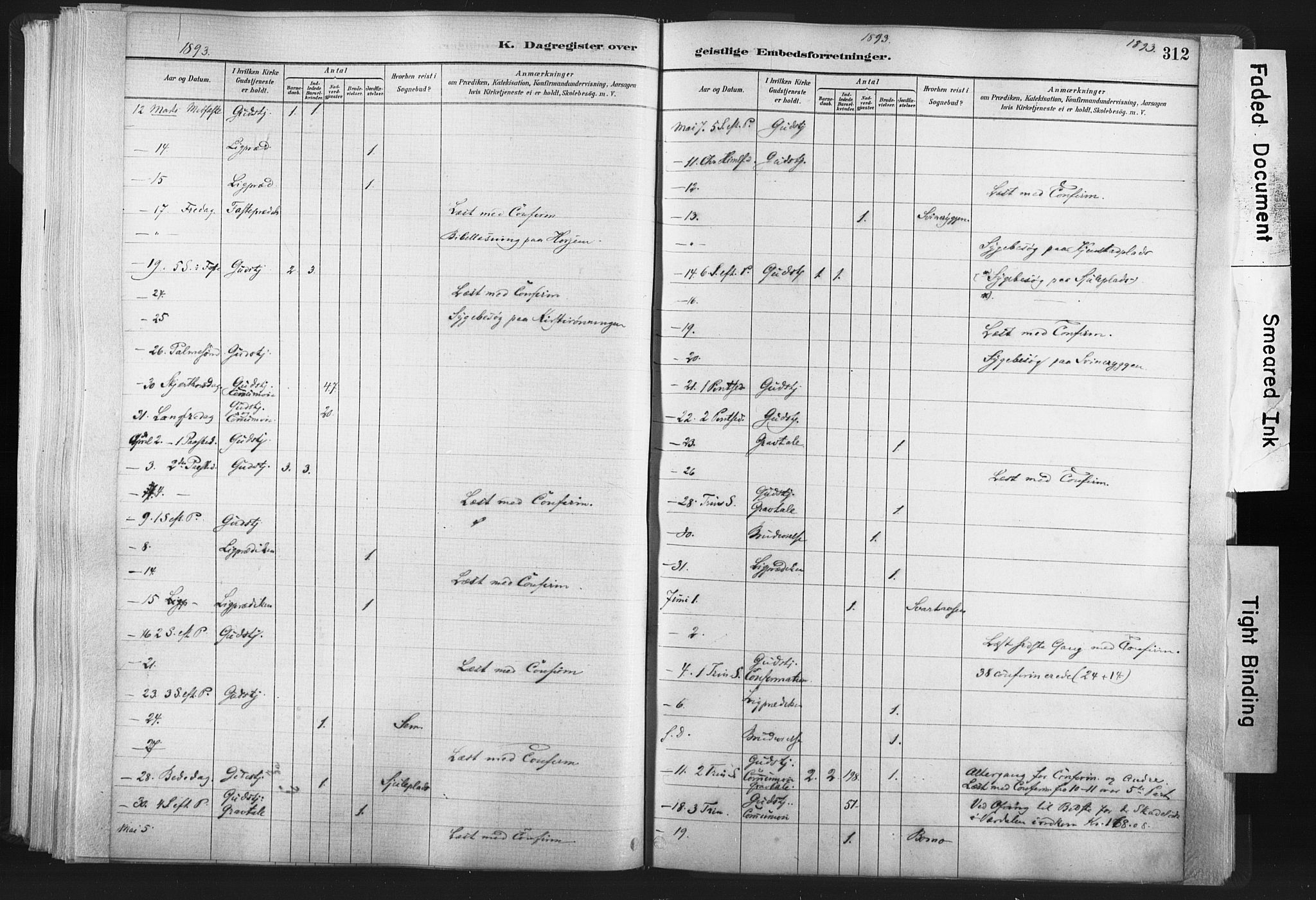 Ministerialprotokoller, klokkerbøker og fødselsregistre - Nord-Trøndelag, SAT/A-1458/749/L0474: Parish register (official) no. 749A08, 1887-1903, p. 312
