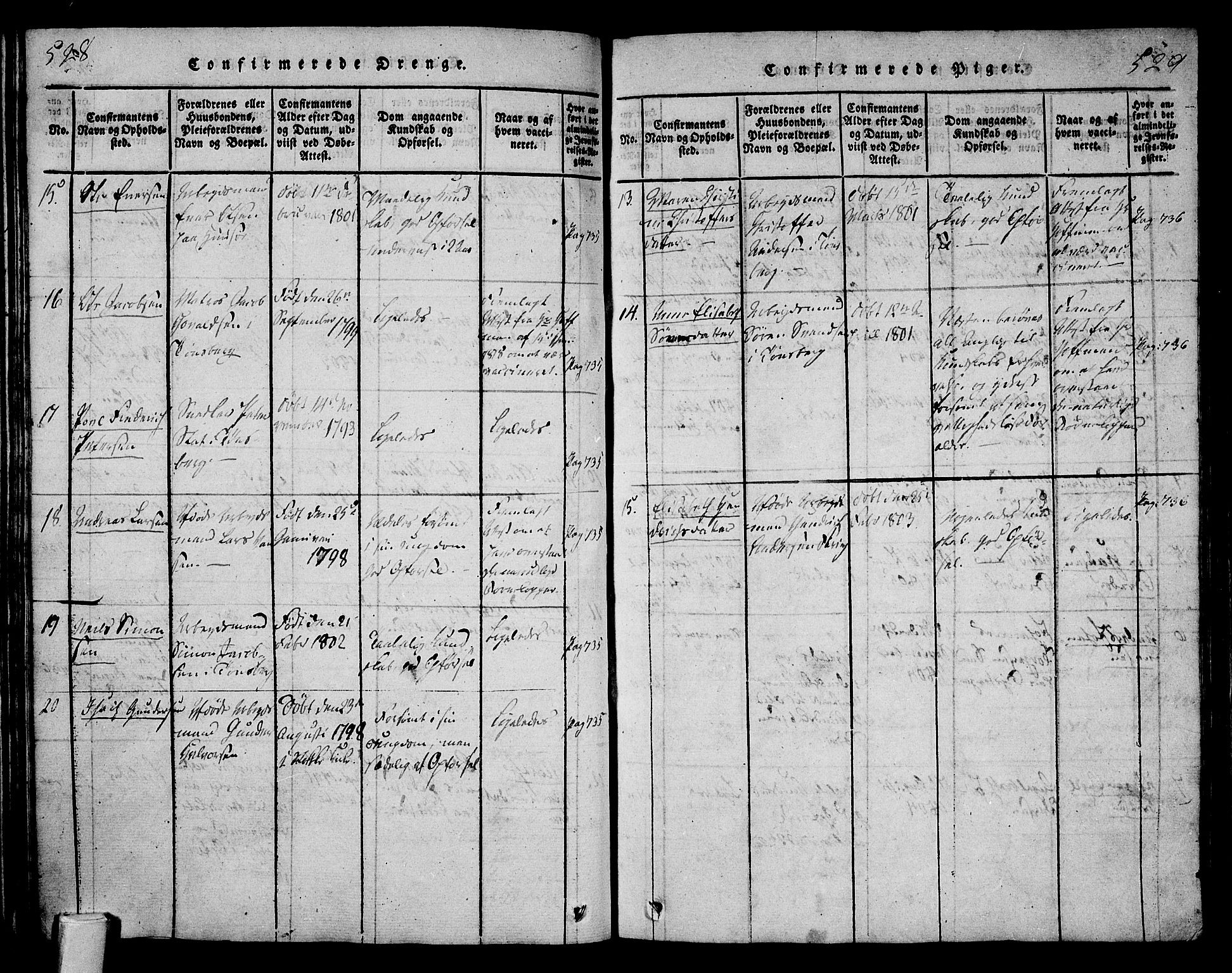 Tønsberg kirkebøker, AV/SAKO-A-330/F/Fa/L0004: Parish register (official) no. I 4, 1813-1826, p. 528-529