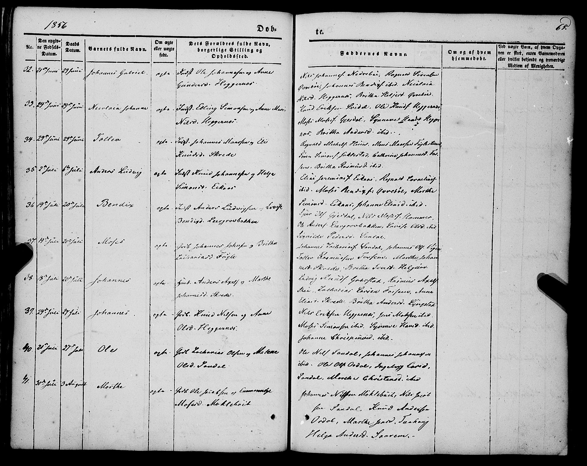 Jølster sokneprestembete, SAB/A-80701/H/Haa/Haaa/L0010: Parish register (official) no. A 10, 1847-1865, p. 65