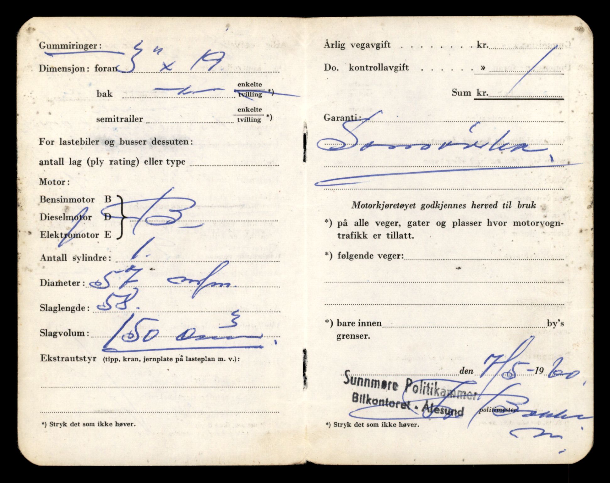 Møre og Romsdal vegkontor - Ålesund trafikkstasjon, AV/SAT-A-4099/F/Fe/L0026: Registreringskort for kjøretøy T 11046 - T 11160, 1927-1998, p. 1683