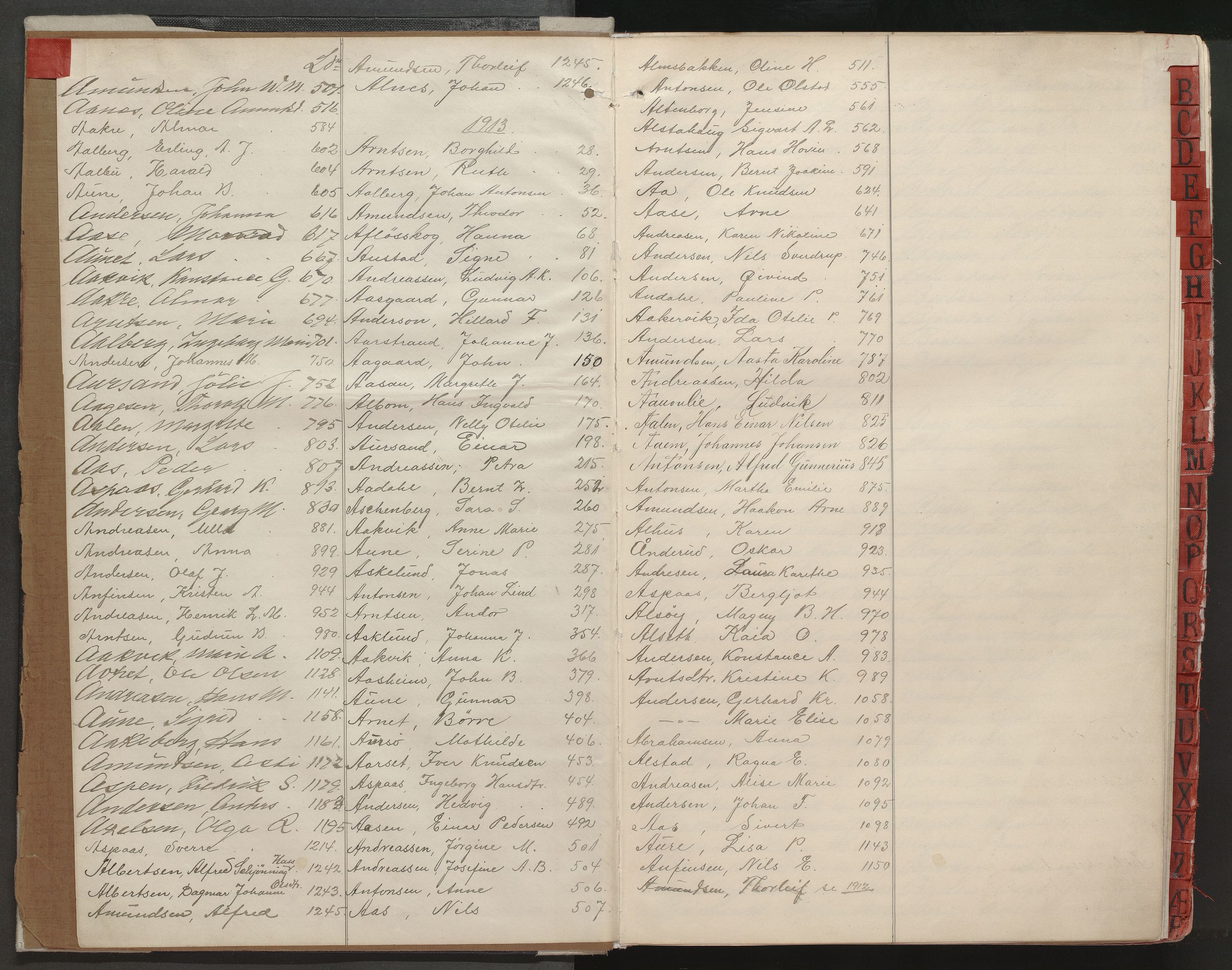Trondheim folkeregister, AV/SAT-A-1608/1/F/Fa/L0006: Inn- og utflyttede, 1911-1913