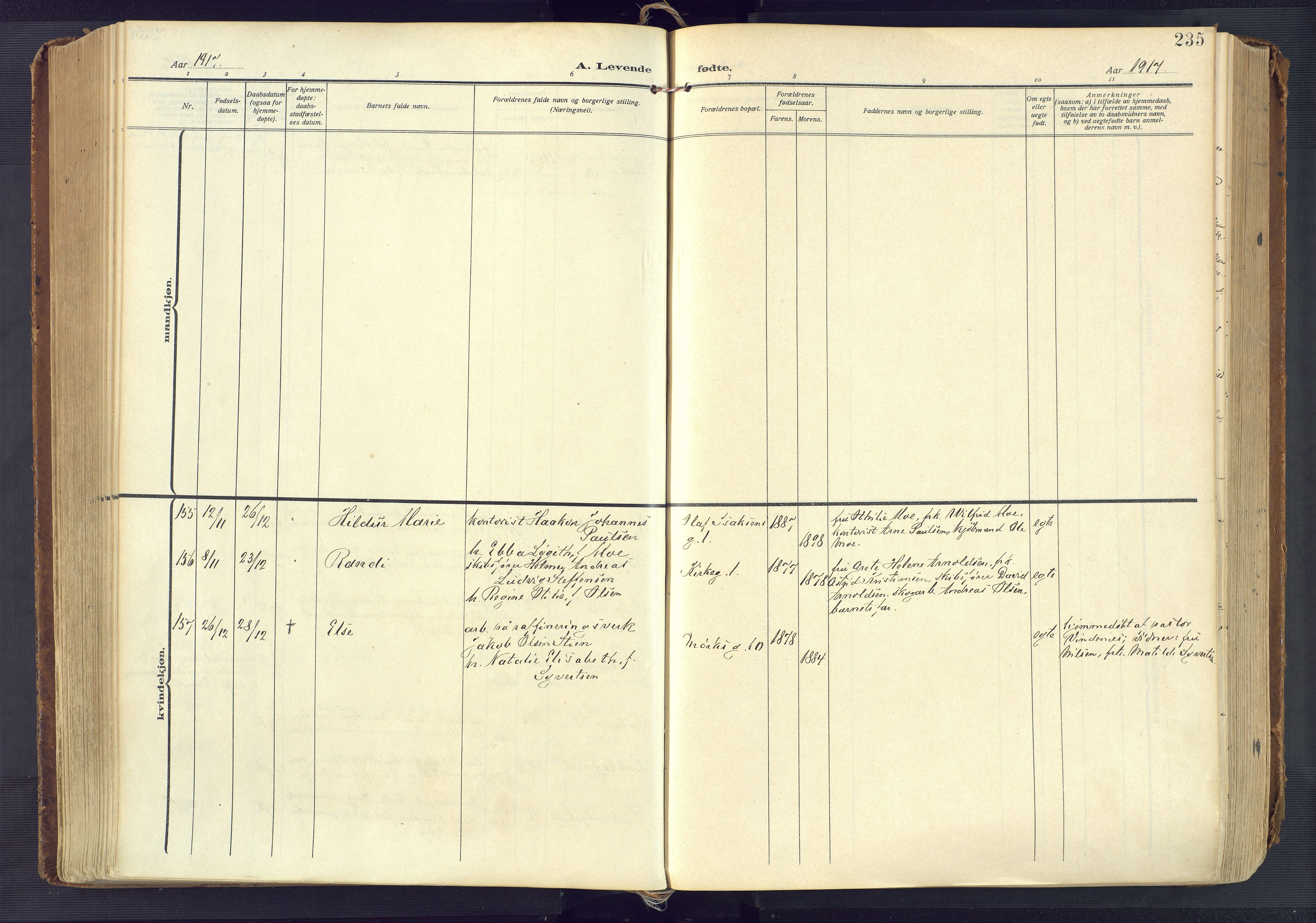 Kristiansand domprosti, AV/SAK-1112-0006/F/Fa/L0023: Parish register (official) no. A 22, 1909-1917, p. 235