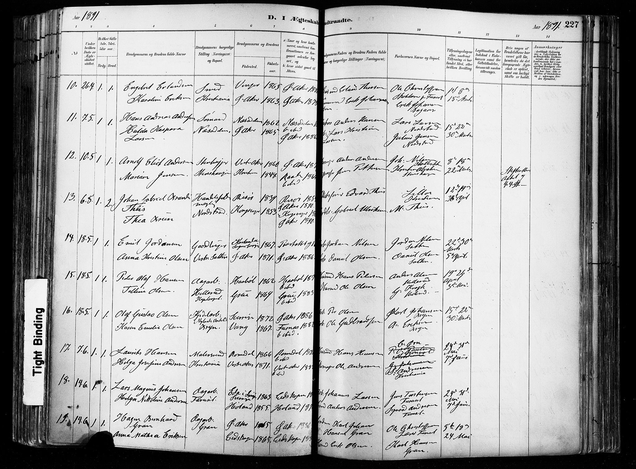 Østre Aker prestekontor Kirkebøker, SAO/A-10840/F/Fa/L0008: Parish register (official) no. I 8, 1883-1894, p. 227