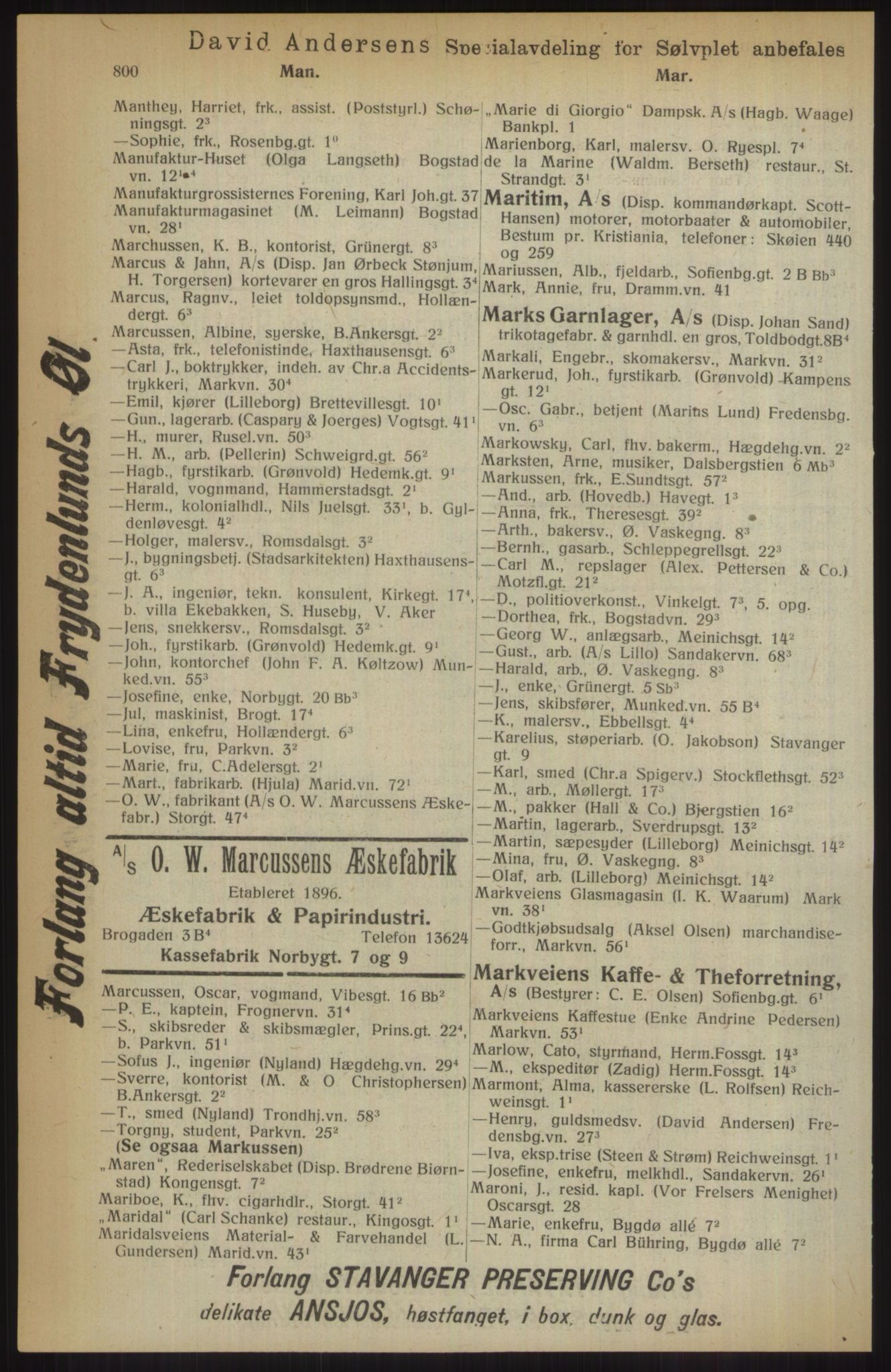 Kristiania/Oslo adressebok, PUBL/-, 1914, p. 800