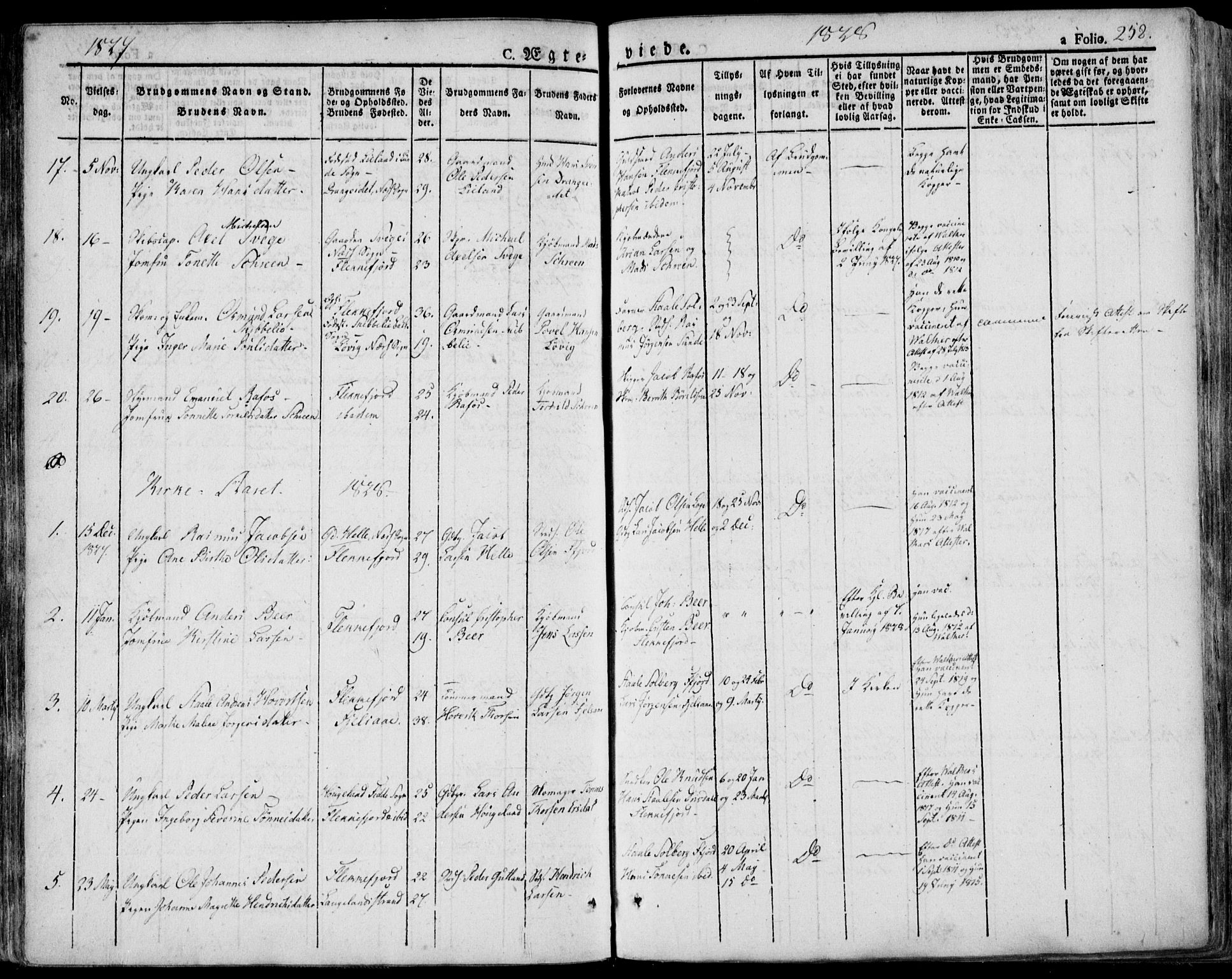 Flekkefjord sokneprestkontor, SAK/1111-0012/F/Fa/Fac/L0003: Parish register (official) no. A 3, 1826-1841, p. 258