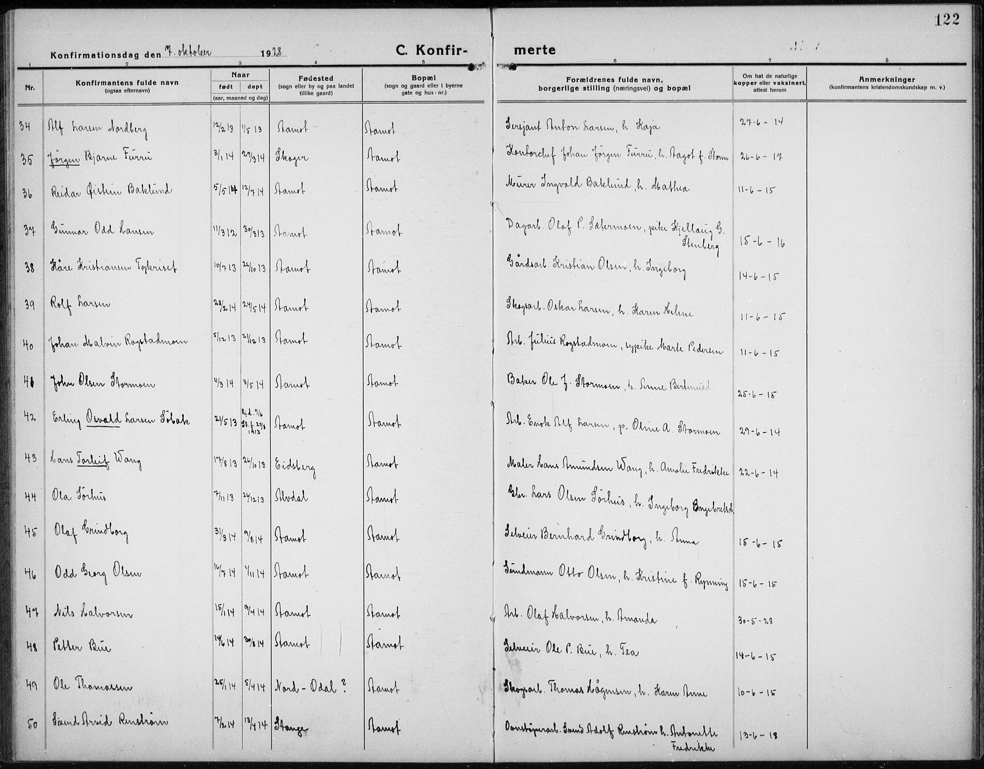 Åmot prestekontor, Hedmark, AV/SAH-PREST-056/H/Ha/Hab/L0005: Parish register (copy) no. 5, 1921-1934, p. 122